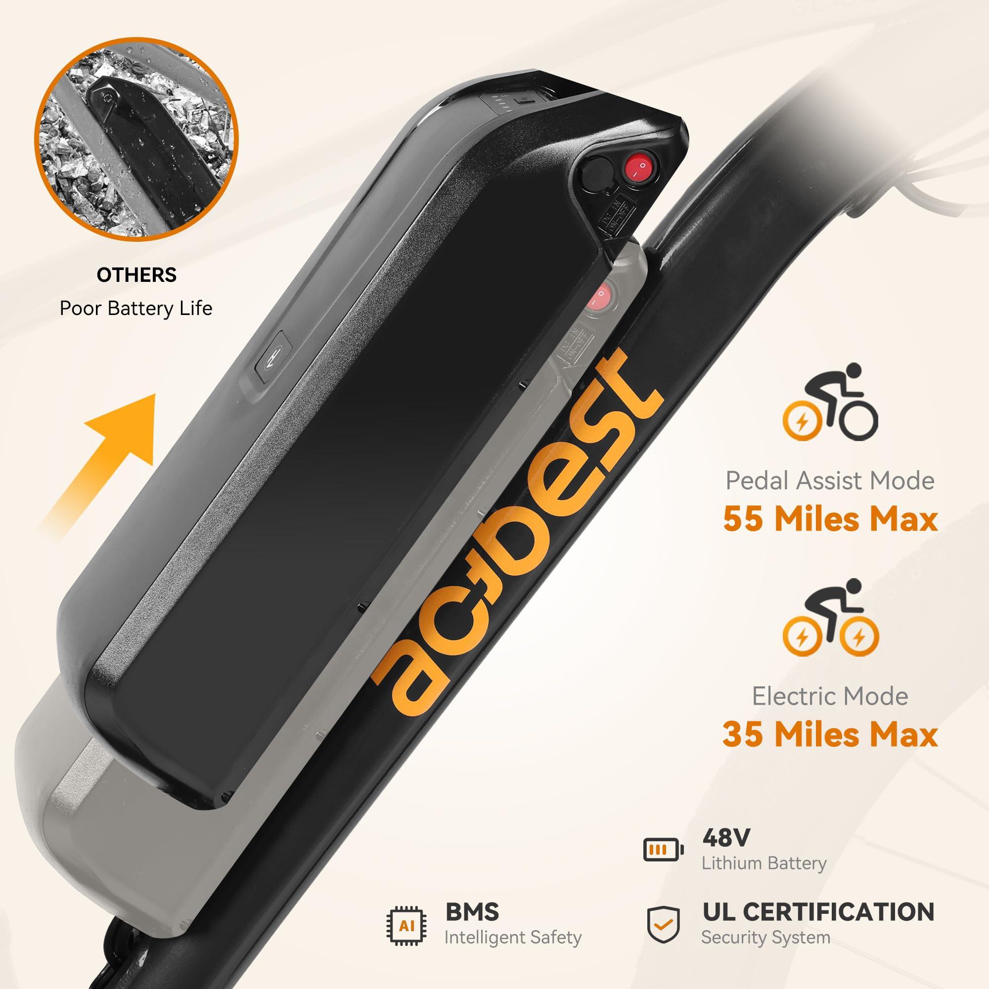 ACTBEST Apex Electric Bike for Adults, 26" 1000W Peak Electric Mountain Bike, 22MPH Top Speed, Max Range 55+ Miles, 48V Removable Battery, 21-Speed Lightweight E-Bike, Front Suspension - Image 3