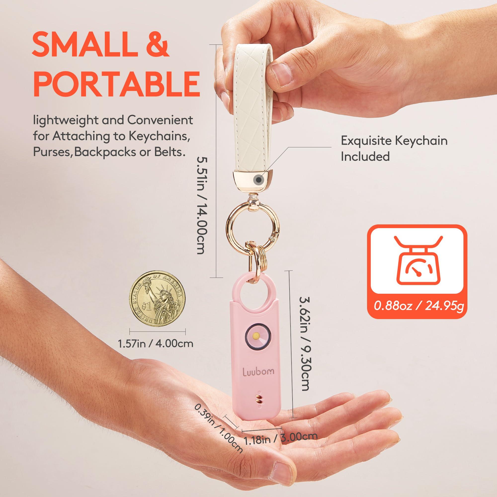 Luubom Rechargeable Personal Safety Alarm for Women with Keychain, SOS Strobe Light, Vibration Sensor Auto-Alarm, Self Defense Loud Siren 135dB for Kids Elderly, Pink - Image 6