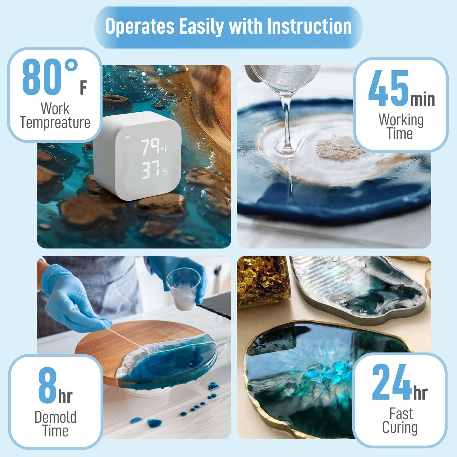 Clear Epoxy Resin Kit 1 Gallon, 2 Part Resina Epoxica for Countertop Wood Table Bar top, Self-Leveling Food Safe Crystal Casting Resin Coat for Crafts Art Jewelry Tumbler Coasters Tabletop DIY - Image 5