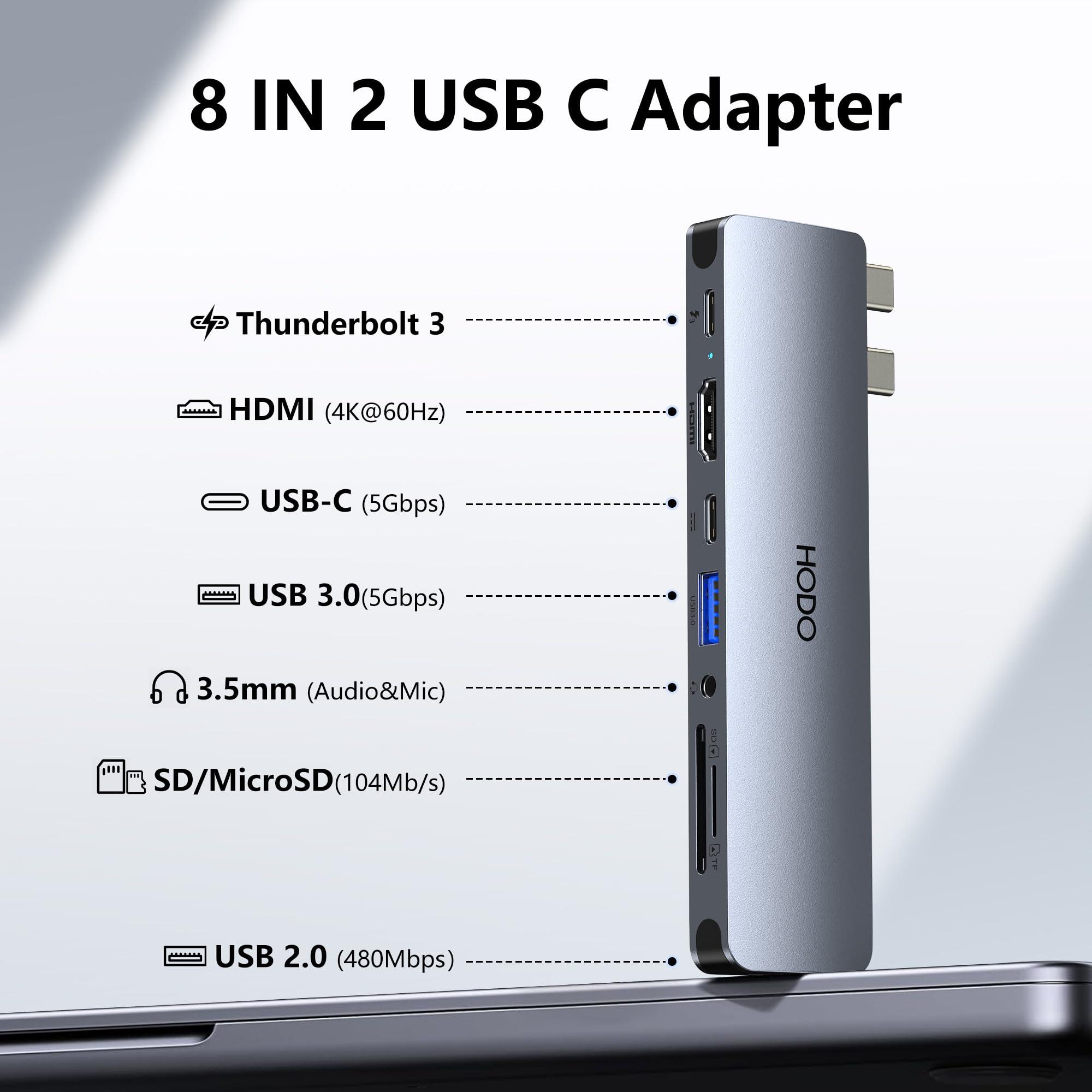 USB C Hub HDMI USB Adapter for MacBook Pro Air M3 M2 M1 2025-2018 13 14 16", MacBook Adapter Multiport 8 in 2 Mac USB C Hub with HDMI, Thunderbolt 3, 10G USB C&A Data Ports, SD TF Card Reader, Audio - Image 2