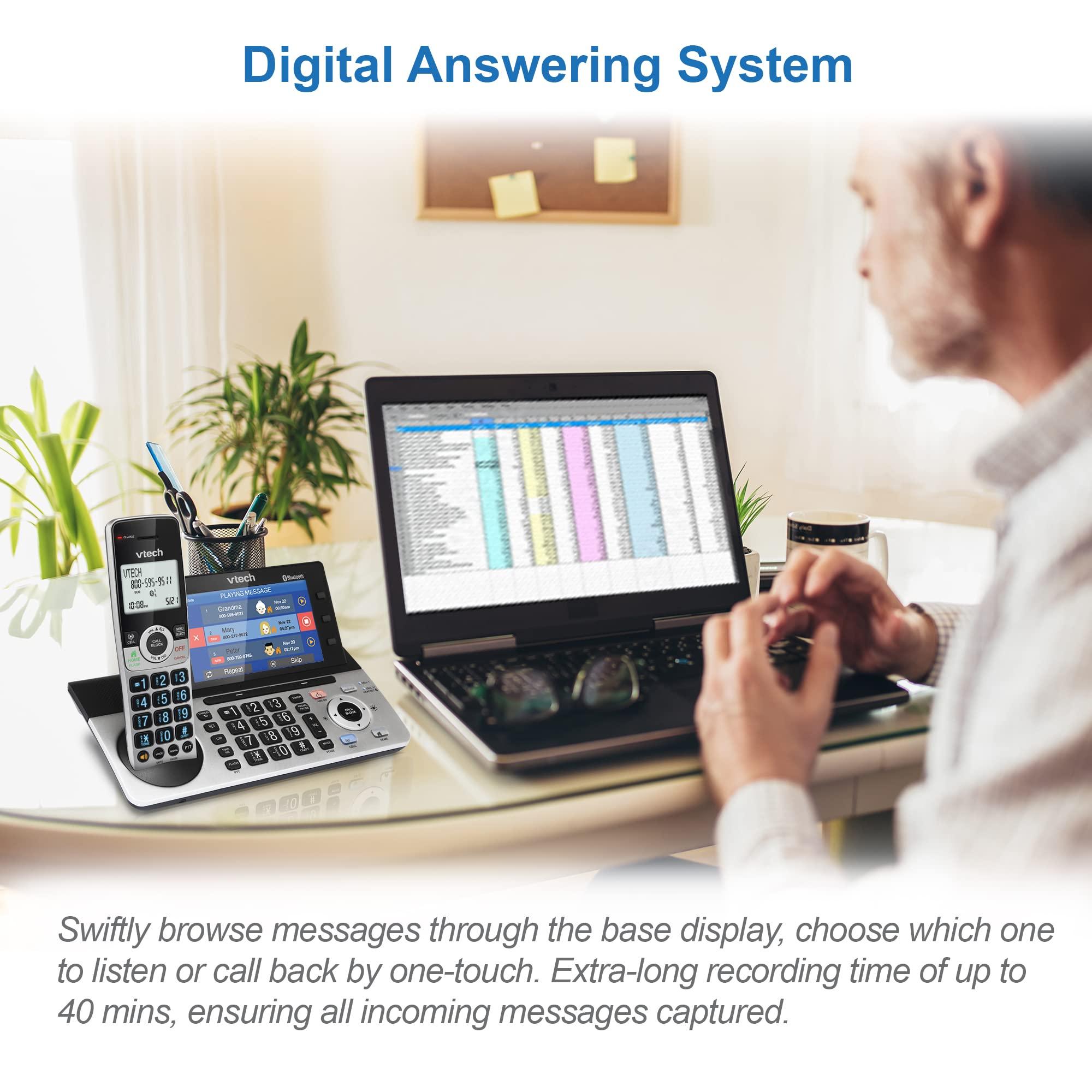 VTech IS8251-3 Business Grade 3-Handset Expandable Cordless Phone for Home Office, 5" Color Display, Programmable Short Cut Keys, Smart Call Blocking, Answering System,Bluetooth Connect to Cell - Image 7