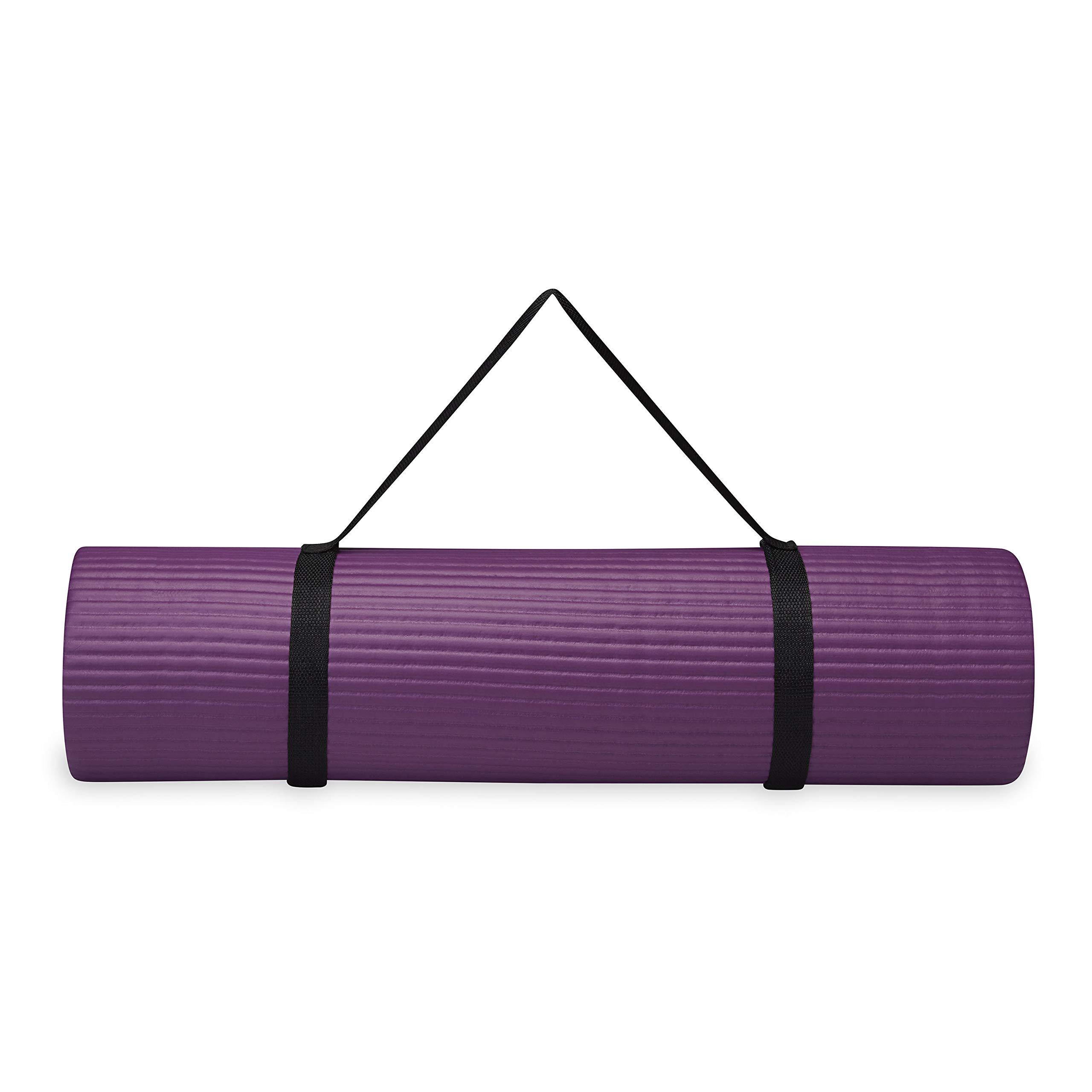 Gaiam Essentials Thick Yoga Mat Fitness & Exercise Mat with Easy-Cinch Yoga Mat Carrier Strap, 72"L x 24"W x 2/5 Inch Thick - Image 8