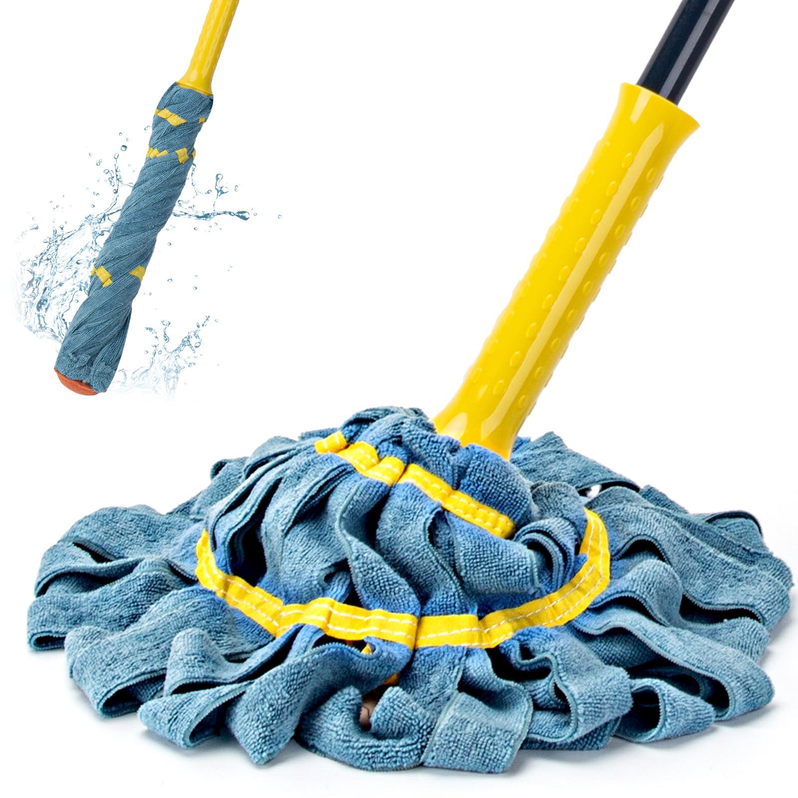 KeFanta Self-Wringing Twist Mop, Microfiber Cloth Wet Mops for Floor Cleaning, 57" Long Handle Floor Mop with Top Scouring Pad for Kitchen Hardwood Restaurant Bathroom Garages Warehouses Office - Image 1