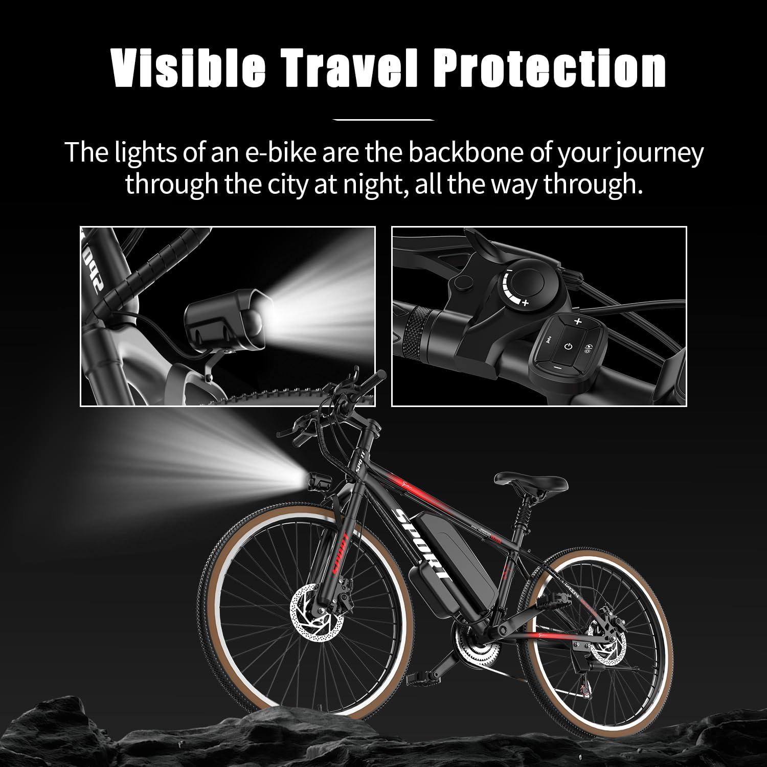 ASKGO G26 Electric Bike for Adults, 26" Electric Mountain Bike with 500W Peak Brushless Motor, Max 45Miles 25MPH Electric Bicycles, Removable Battery, Ebike for Adults 21-Speed Front Suspension - Image 5