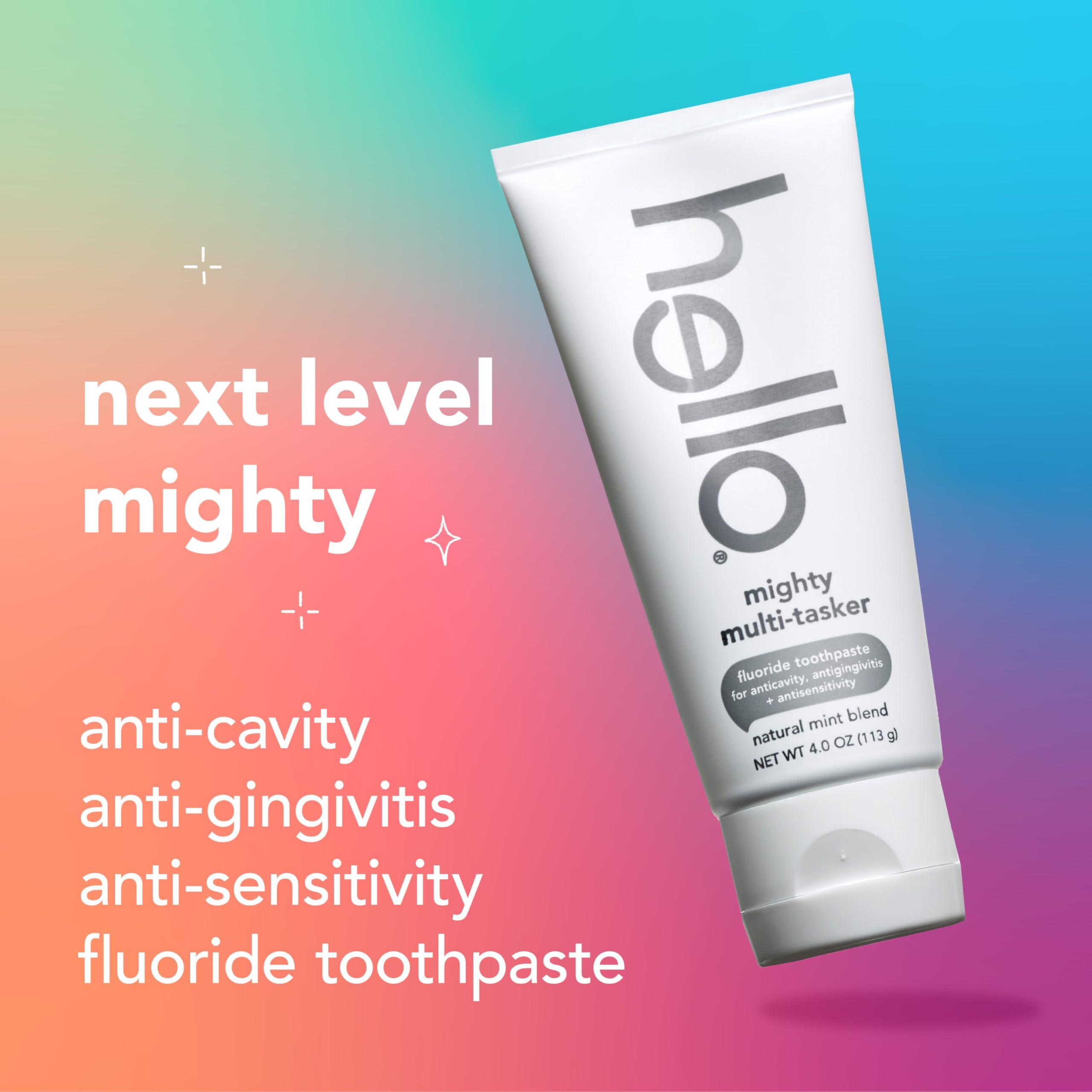 hello Mighty Multitasker Fluoride Toothpaste, 8-in-1 Toothpaste with Minty Flavor, Anticavity, Antigingivitis, Antisensitivity, Strengthens Enamel and Whitens, 2 Pack, 4.0 Oz Tubes - Image 3