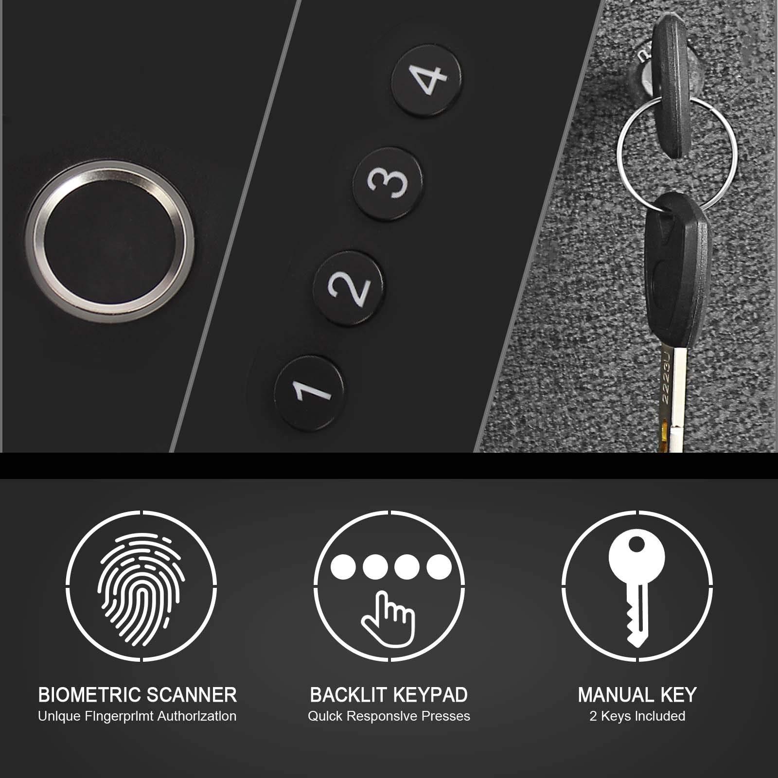 Biometric Slider Handgun Gun Safe for Nightstand, Desk, Bed Side,Truck - Auto Sliding Door Hand Gun Safe for Pistol -with Fingerprint, PIN Code, KEY Access - Image 5