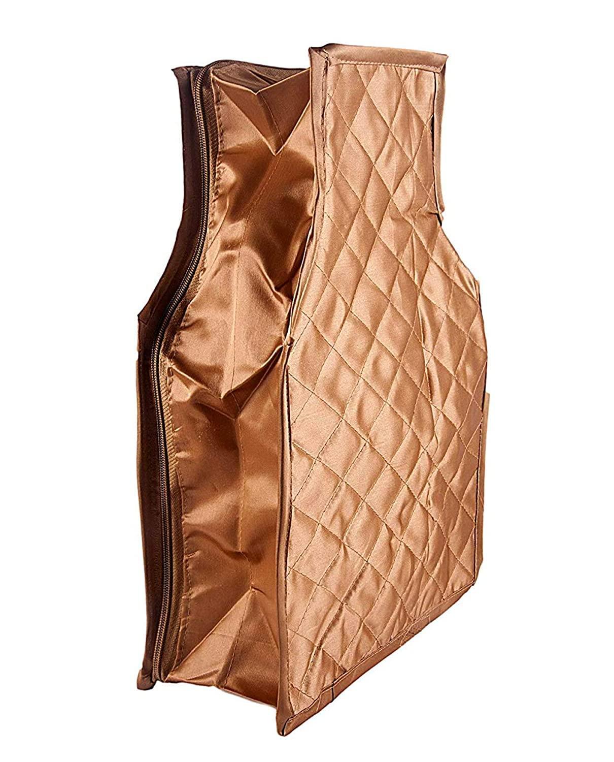 atorakushon 4 Piece Fabric Satin Blouse Cover Clothes Storage Bag Set With Transparent Window Wardrobe Garments Organizers (Golden) - Image 5