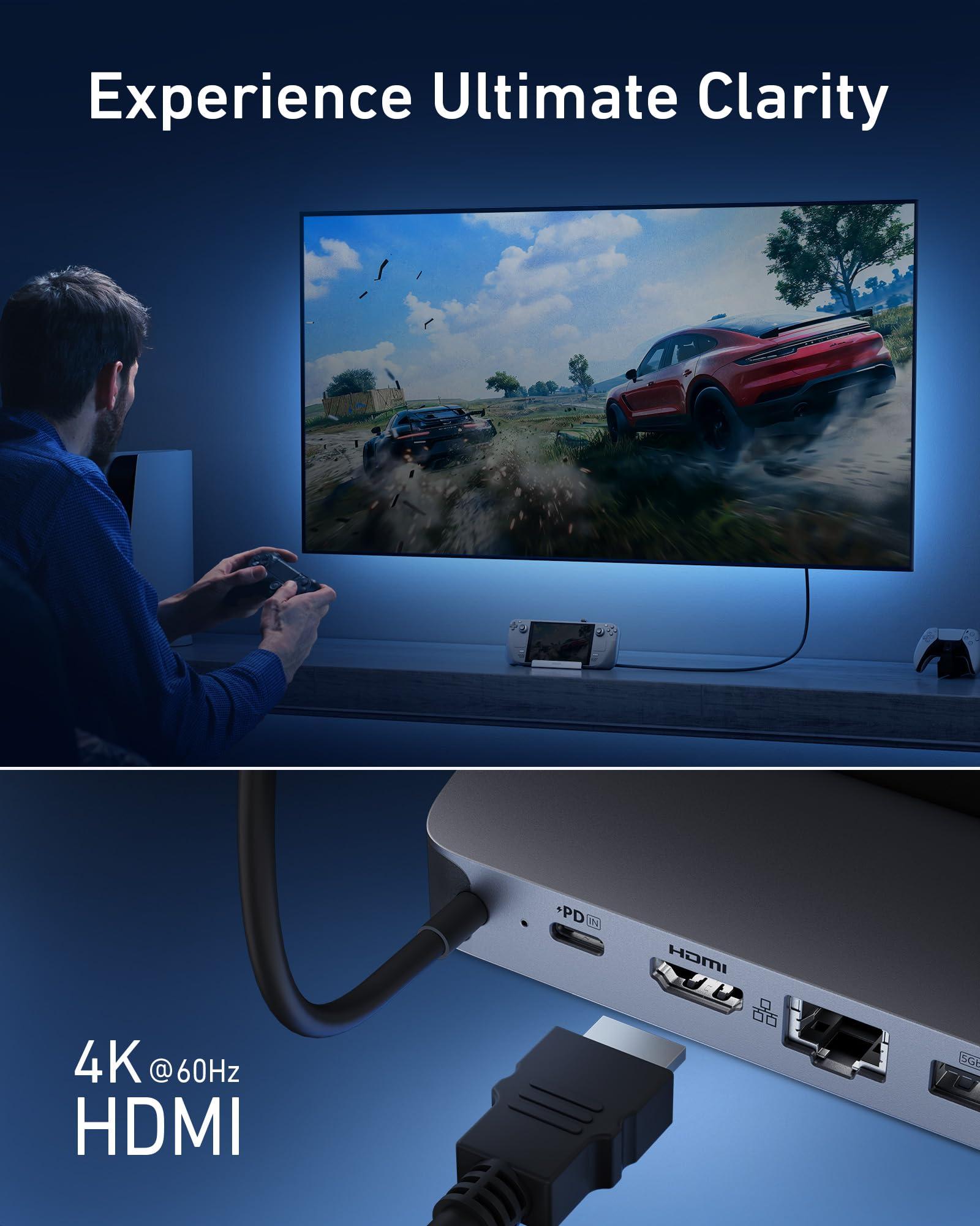 Anker Steam Deck Dock, Docking Station for Steam Deck (OLED)/ROG Ally/Legion Go(Not for Rog Ally X), 6-in-1 USB C Hub with HDMI 4K@60Hz, 1Gbps Ethernet, 2 USB-A and 1 USB-C Port, 100W Fast Charging - Image 3