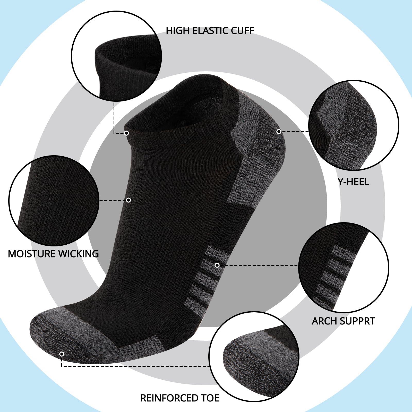 COOVAN 10 Pairs Mens Ankle Socks Men 10 Pack Low Cut Comfort Cushion Casual Socks - Image 3