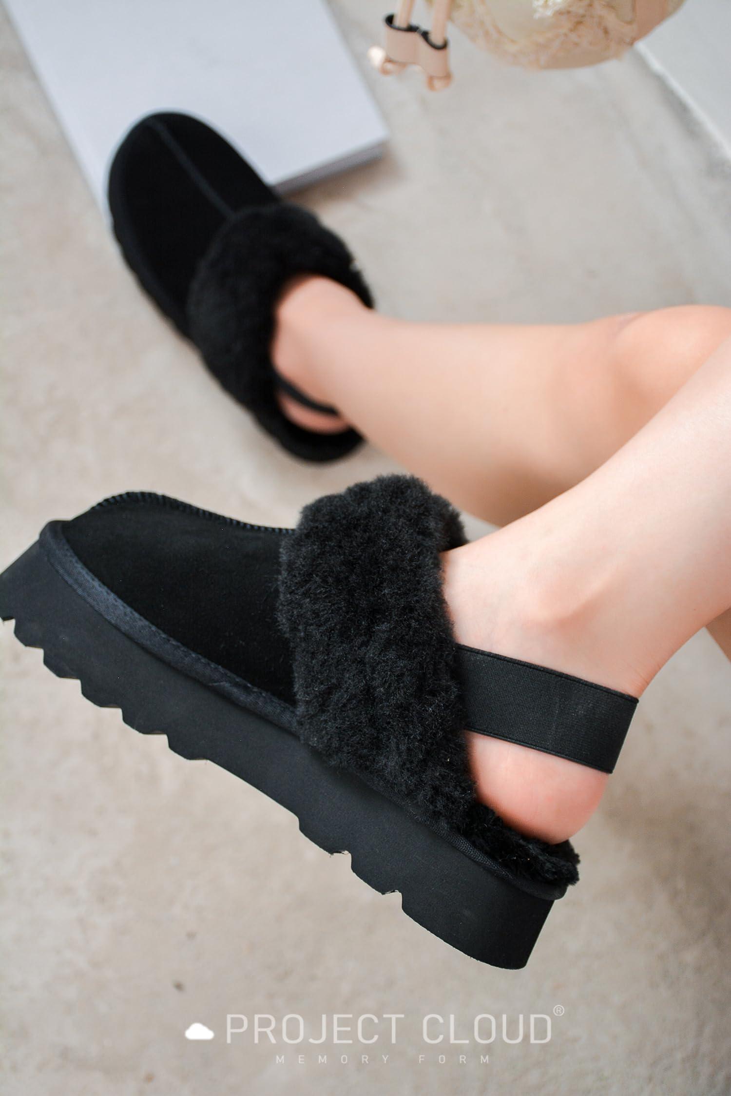 Project Cloud Genuine Suede Slippers for Women Indoor & Outdoor Disquette Womens Sandals Memory Foam Clogs for Women Shoes - Fur Water-Resistant House Shoes for Women Footwear (Slingy) - Image 5