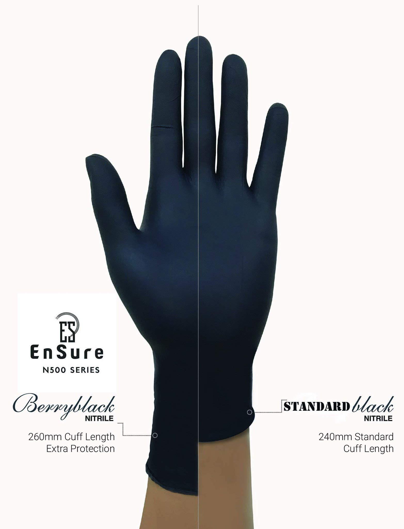 SAF-CARE EnSure Low Derma Gray Black Powder Free Nitrile Exam Gloves, Extended Cuff - Image 2