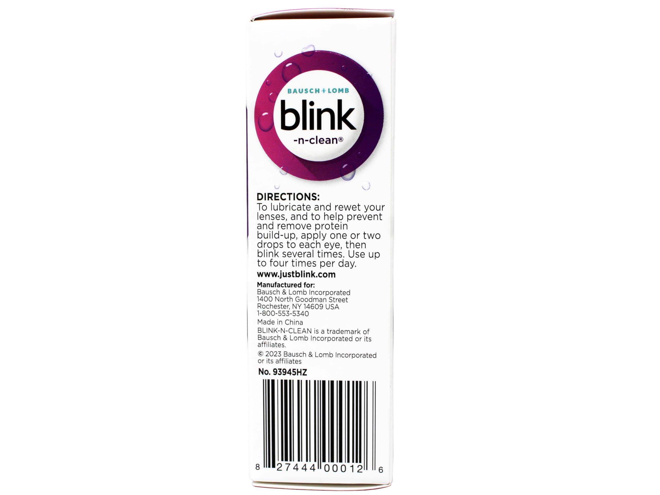 Blink Contacts Lubricating Eye Drops 0.34 fl oz and Blink-N-Clean Lens Drops 0.5 fl oz, Dual Moisturizing and Lens Cleaning Solution for Soft & RGP Lenses - Image 3