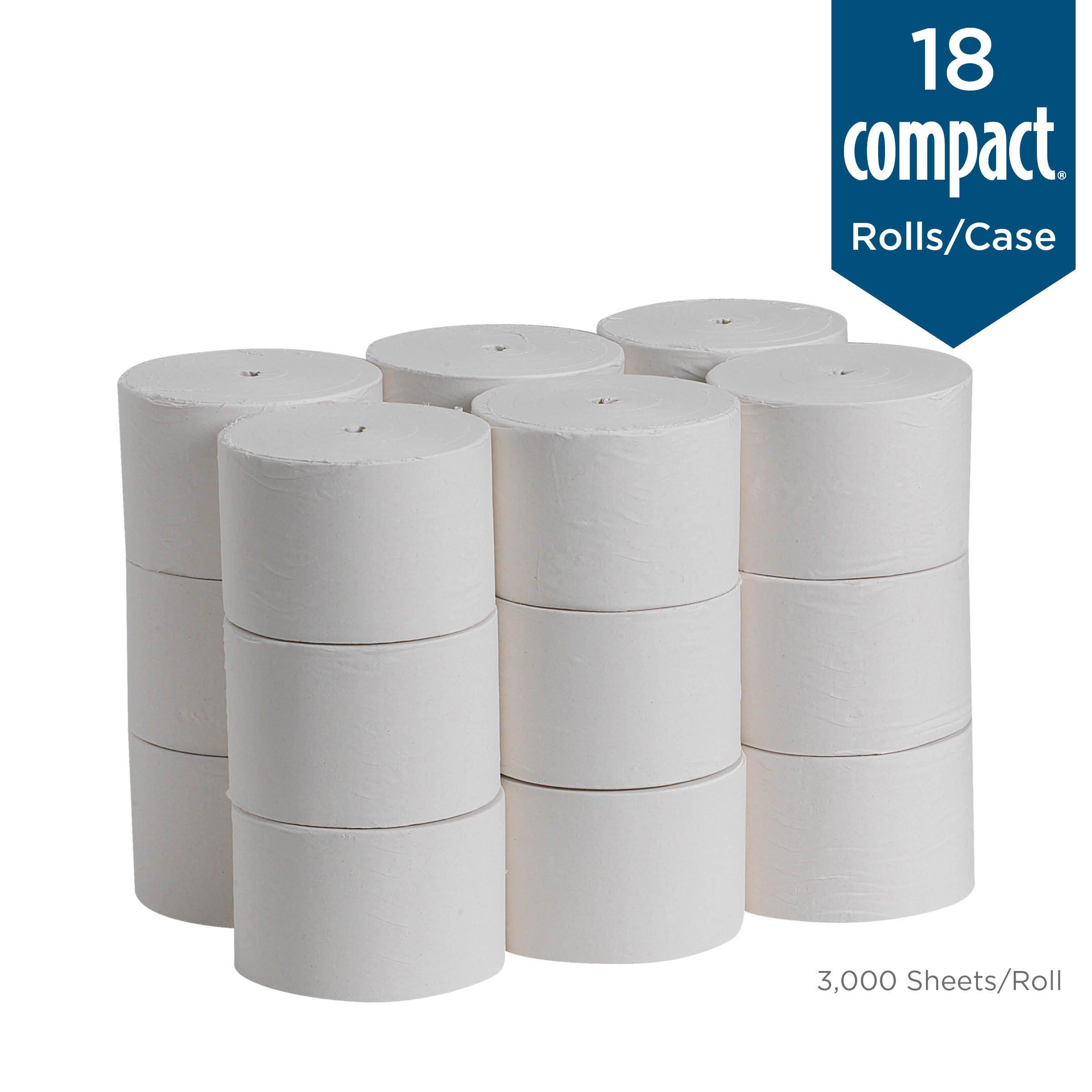 Georgia-Pacific Compact Coreless 1-Ply Recycled Toilet Paper by GP PRO (Georgia-Pacific), 19374, 3,000 Sheets Per Roll, 18 Rolls Per Case - Image 3