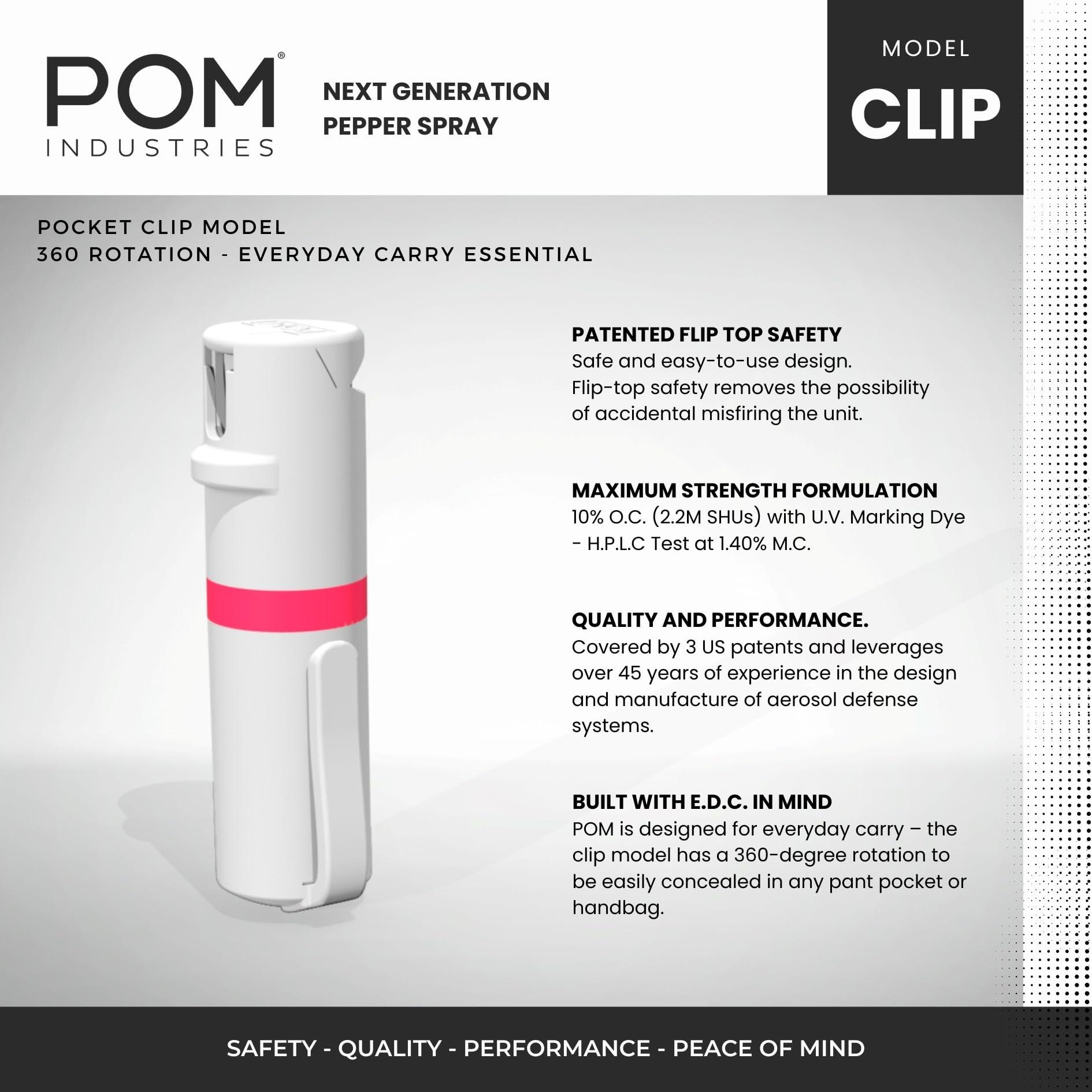 POM Pepper Spray Combo Pack, Keychain & Clip Model, Max Police Strength OC Formula, Quick Key Release, Flip Top Safety, 10 ft Range, 25 Bursts, 0.5 fl oz, Compact Tactical Design for Everyday Carry - Image 3