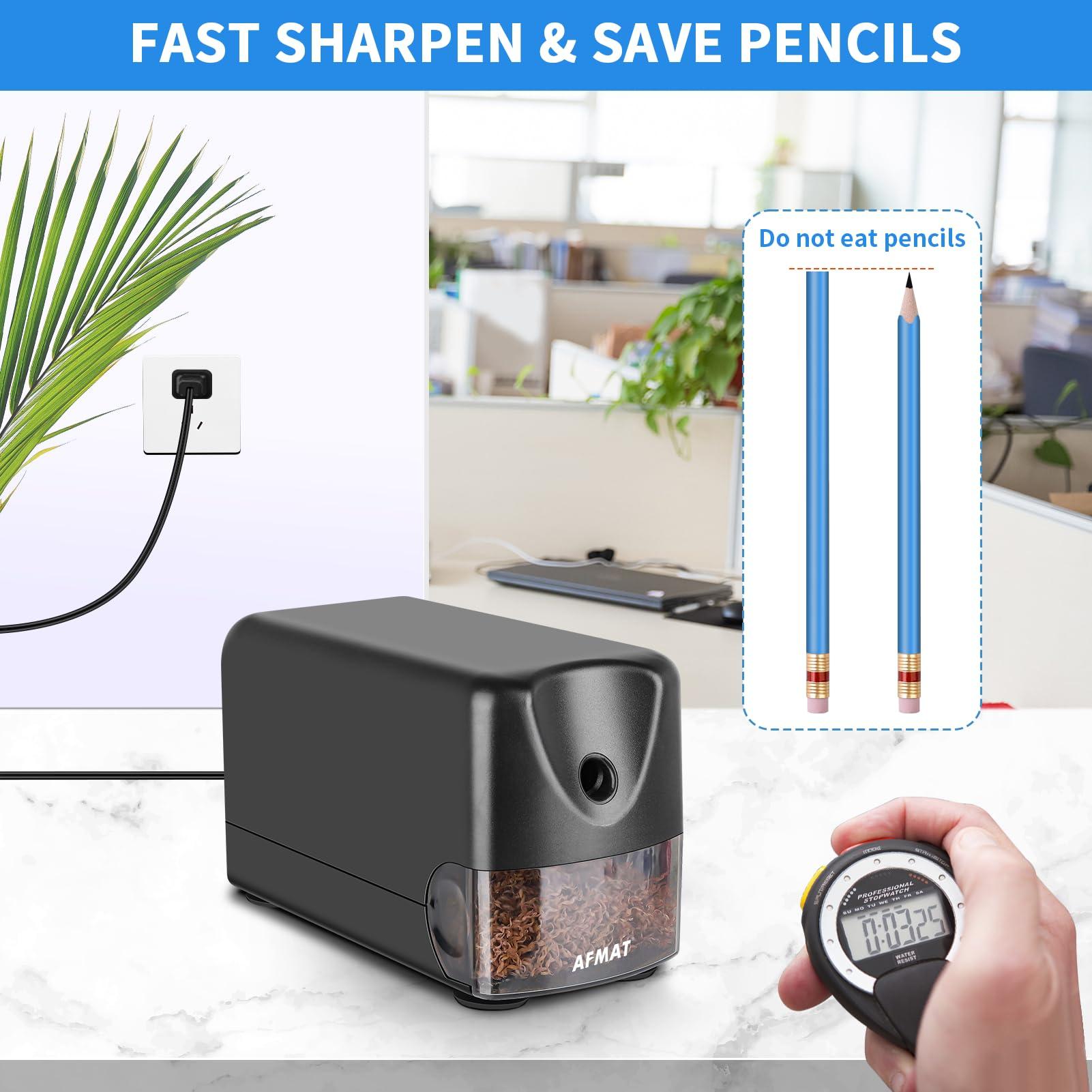AFMAT Heavy Duty Electric Pencil Sharpener, Auto Stop Classroom Pencil Sharpeners for 6-11mm No.2/Colored Pencils, Pencil Sharpener for Large Pencils, Sharp Point, Save Pencils, Teachers Must Haves - Image 4