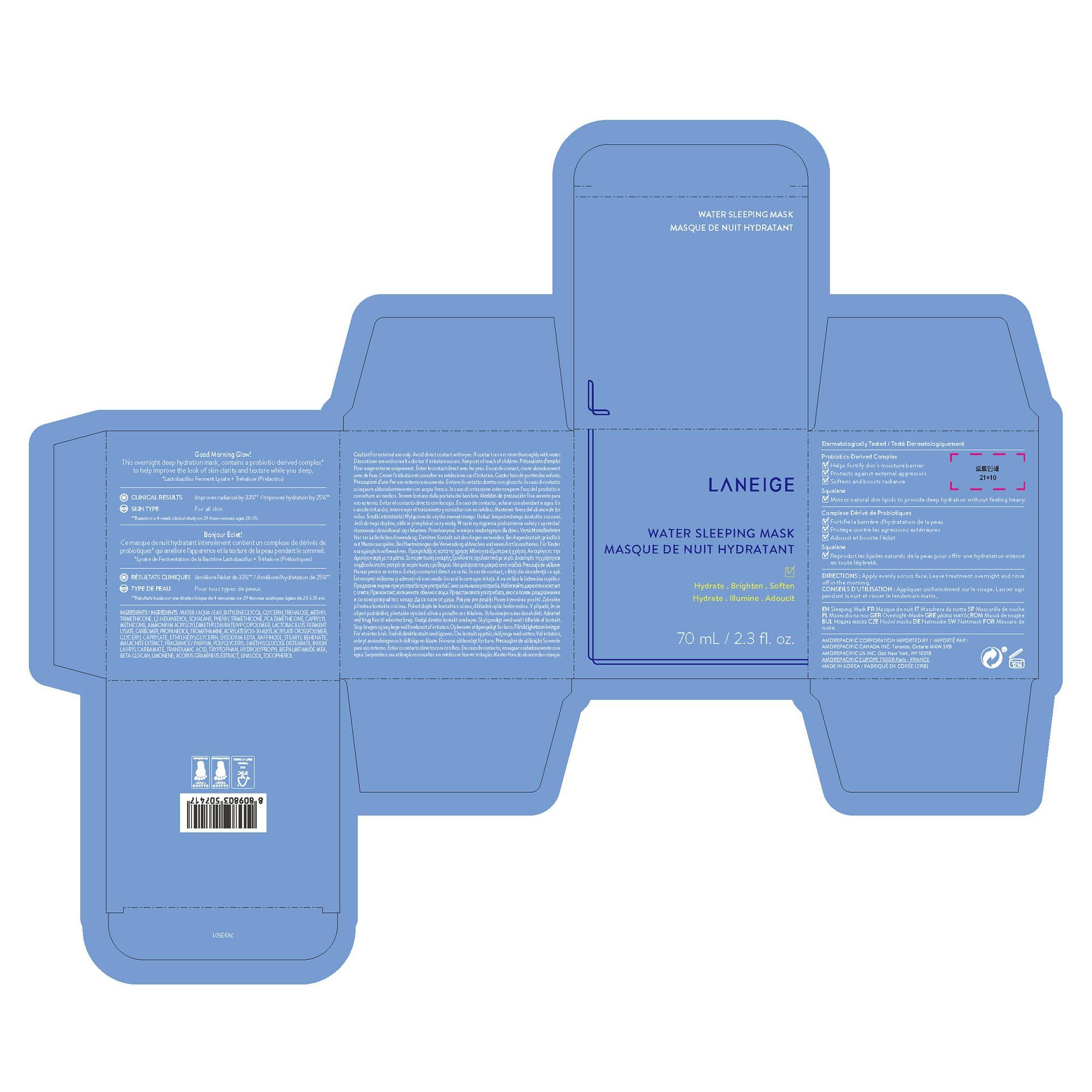 LANEIGE Water Sleeping Mask: Korean Overnight Mask, Squalane, Probiotic-Derived Complex, Hydrate, Barrier-Boosting, Visibly Smooth and Brighten - Image 7
