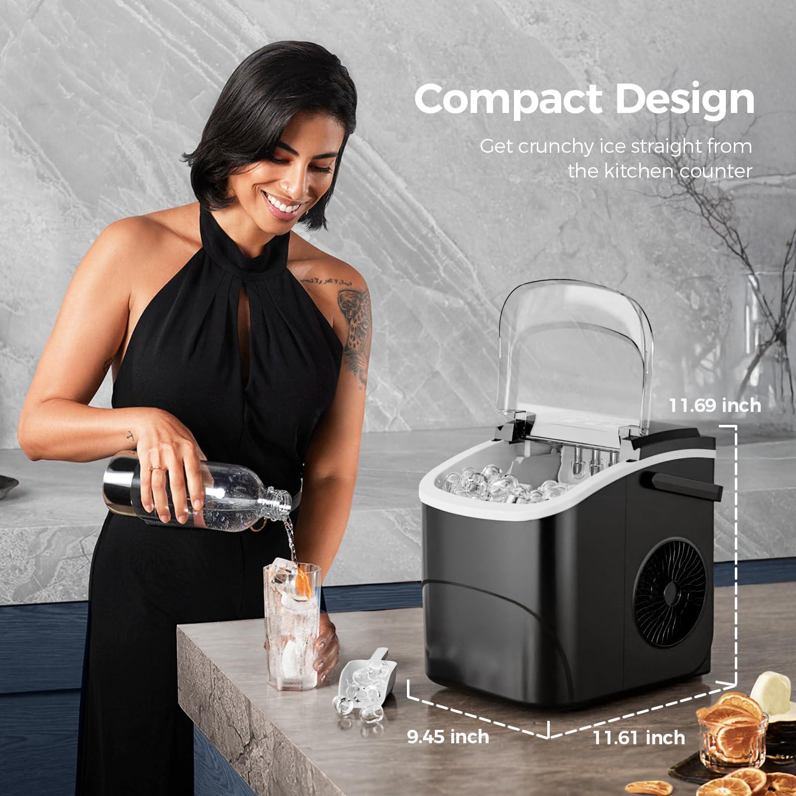 Electactic Ice Makers Countertop,26Lbs/24H,9 Cubes in 6 Mins,Portable Ice Maker Machine with Self-Cleaning,2 Sizes of Bullet Ice,Perfect for Home Kitchen(Black) - Image 6