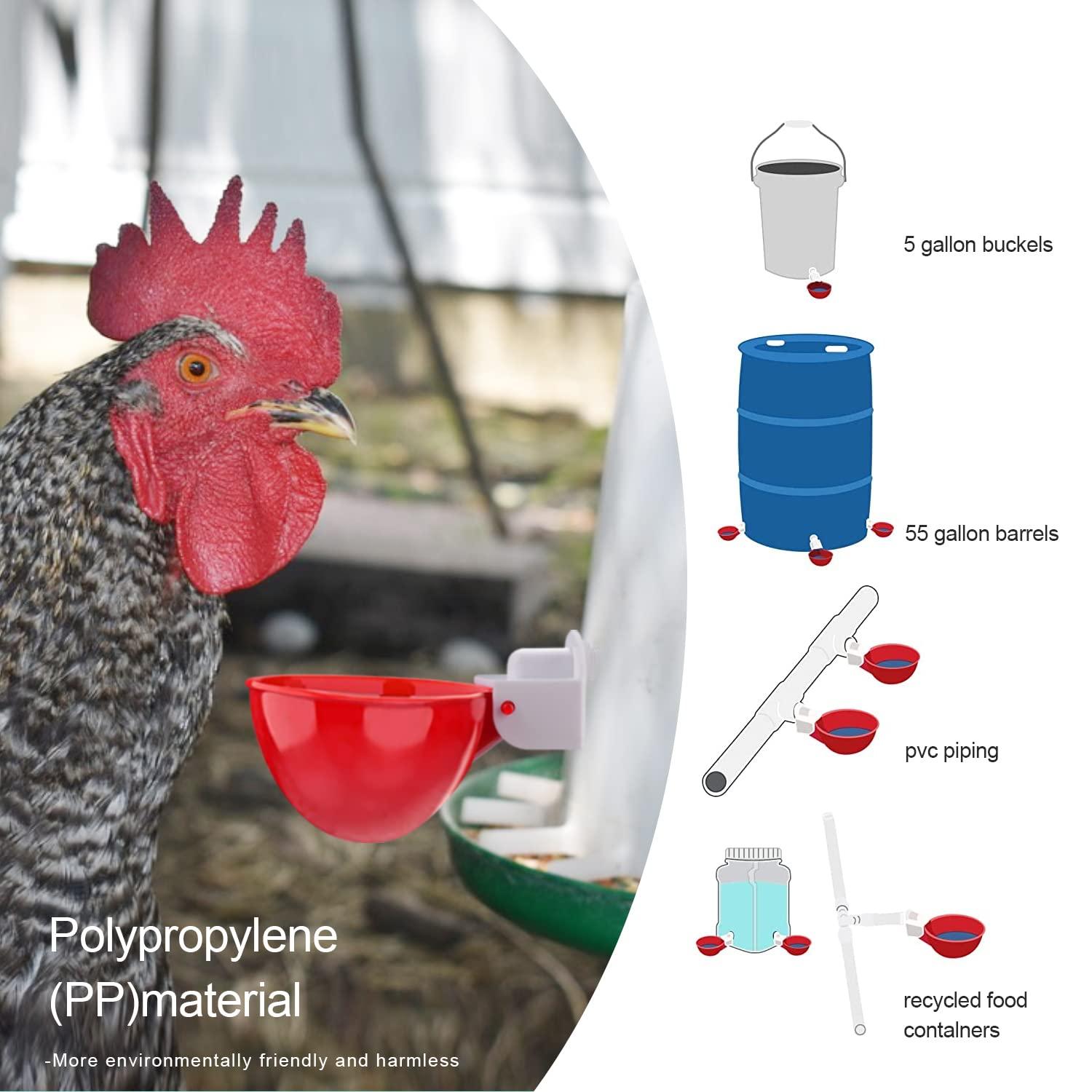 Darcvds Professional Chicken Waterer Cups, 8 Packs Large Chicken Water Feeder, Tee Fittings Poultry Waterer Suitable for Duck, Chicks, Goose, Turkey, Bunny and Bird with Mounting Hole Opener - Image 3
