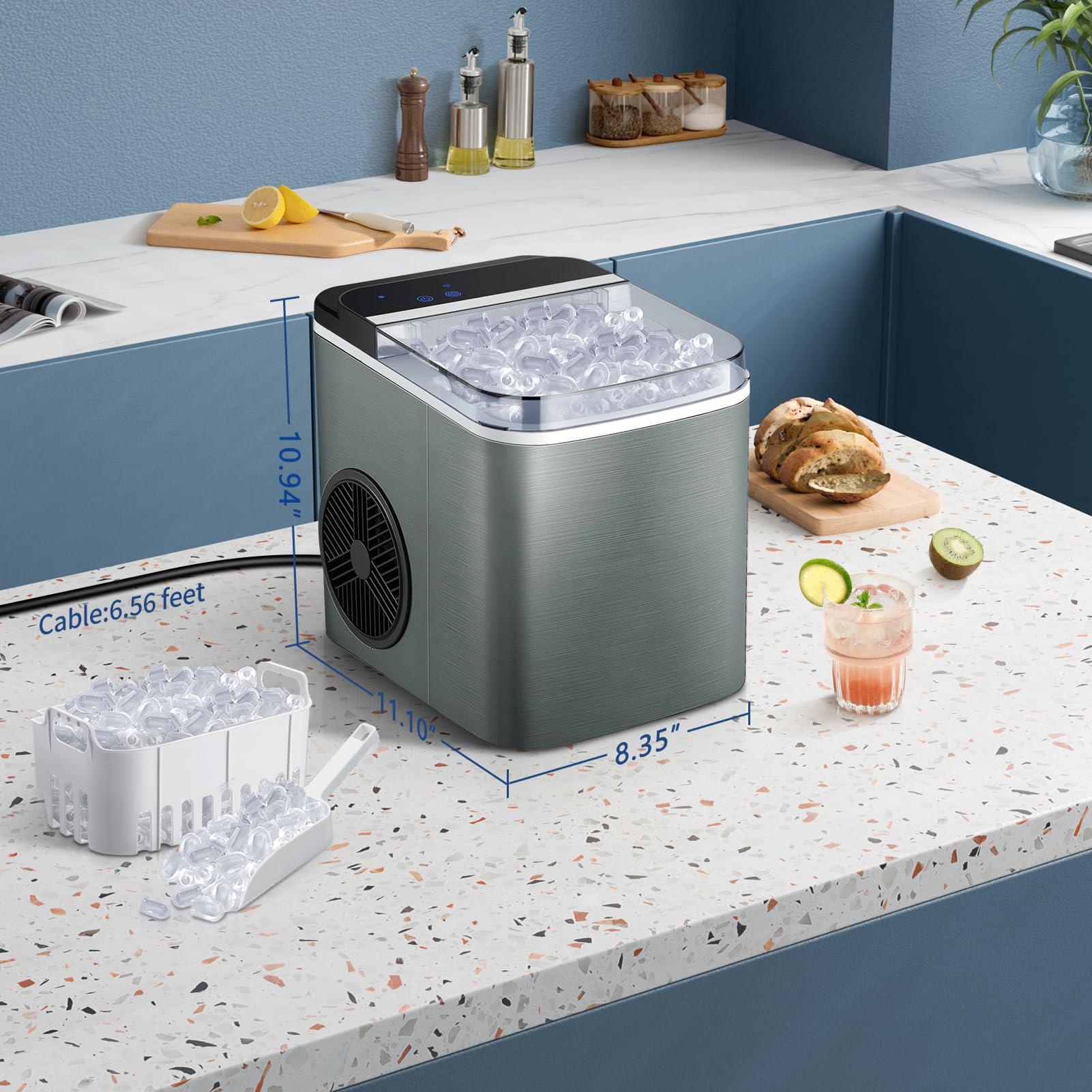 JINJUNYE Upgraded Ice Maker Countertop 28Lbs/Day, 15H Timer, 9 Ice Cubes in 6 Mins, Self-Cleaning Portable Ice Makers 2 Size Bullet Cube, Ice Machine Maker with Scoop, for Home, Kitchen, Camping - Image 8