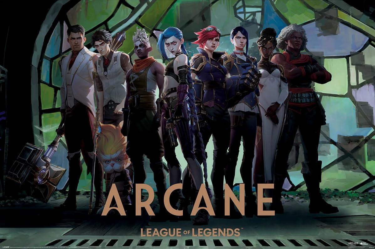 Arcane - League Of Legends - Manga Anime TV Show Poster (Characters In Zaun Arcade) (Size: 36" x 24")