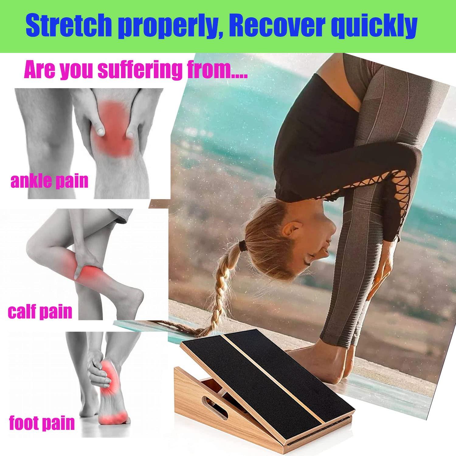 Slant Board for Calf Stretching Squats Calf Stretcher Incline Stretch Adjustable Wooden Wedge Footrest Professional for Knees Ankle Heel Feet Leg - Image 5