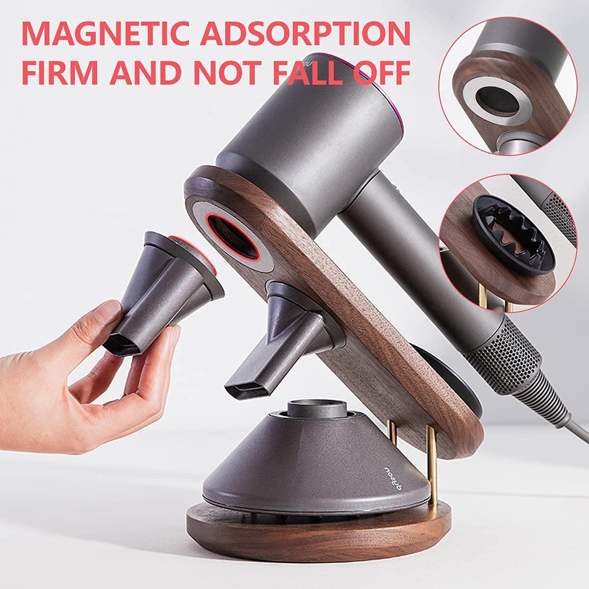 Livoccur Hair Dryer Stand Holder for Dyson Supersonic, Magnetic Hair Dryer Display Stand wood Bathroom Organizer for Dyson Supersonic Hair Dryer Tools, Compatible for All Dyson Supersonic Models - Image 5