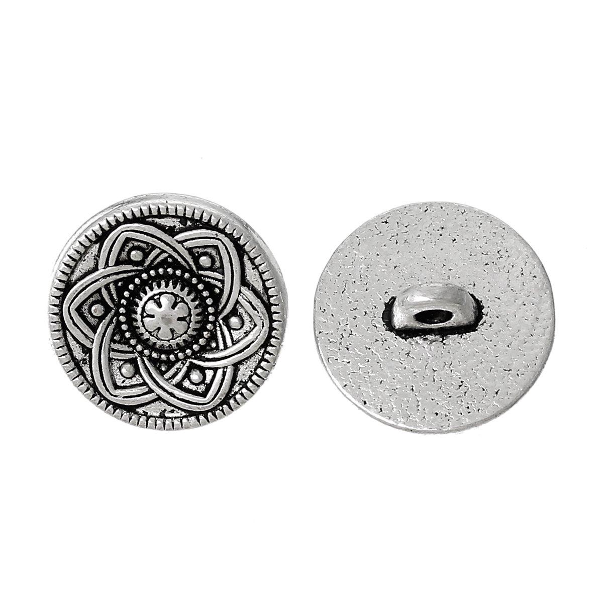 JGFinds Sewing Shank Buttons - 30 Pack, 15mm, Carved Flower Design with Vintage Antique Silver Look, Decorative Blazer, Clothes, Luxury Buttons for Crafts - Image 3