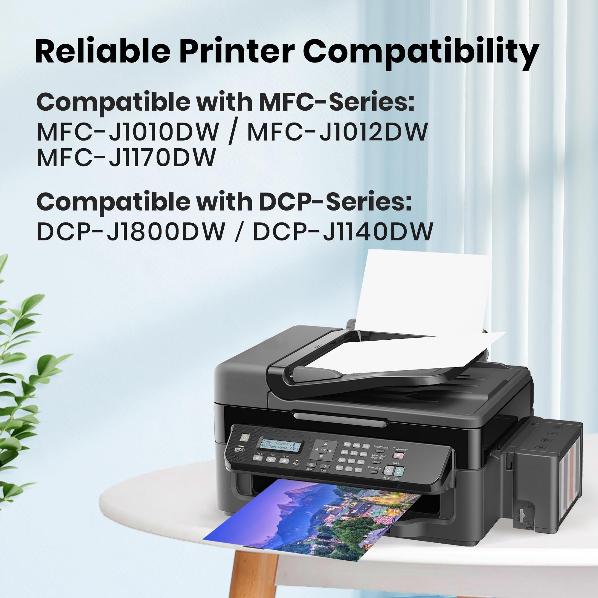 LC401XL Ink Cartridges Compatible for Brother LC401 XL BK LC401XL LC 401 LC401BK High Yield to use with Brother MFC-J1010DW MFC-J1012DW MFC-J1170DW DCP-J1800DW, DCP-J1140DW Printer (4 Pack BCYM) - Image 4