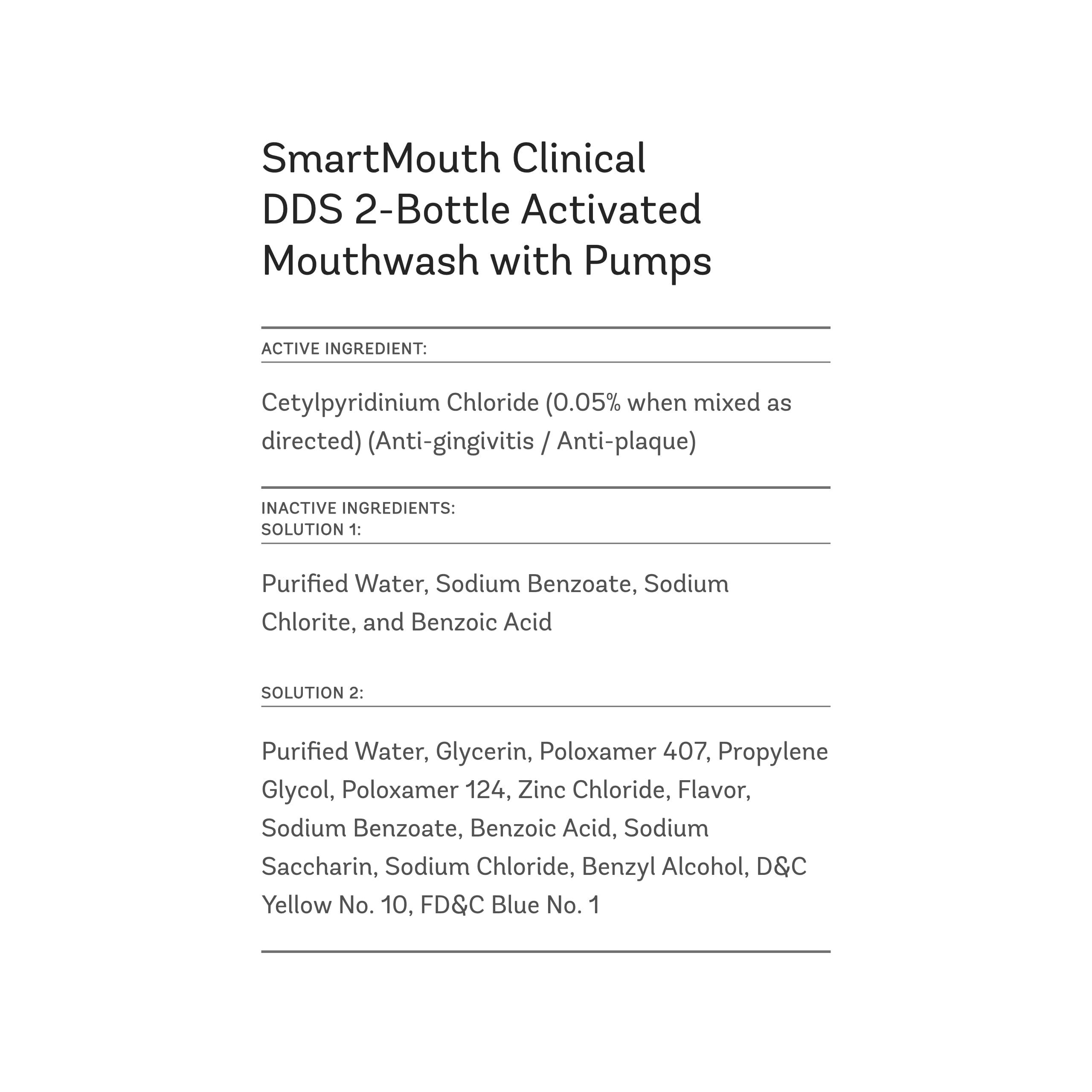 SmartMouth Clinical DDS 2-Bottle Activated Mouthwash with Pumps - Gum Health Support for Adults - 12-Hour Fresh Breath Mouthwash - Clean Mint Flavor, 32 fl oz (16 fl oz per Bottle) - Image 2