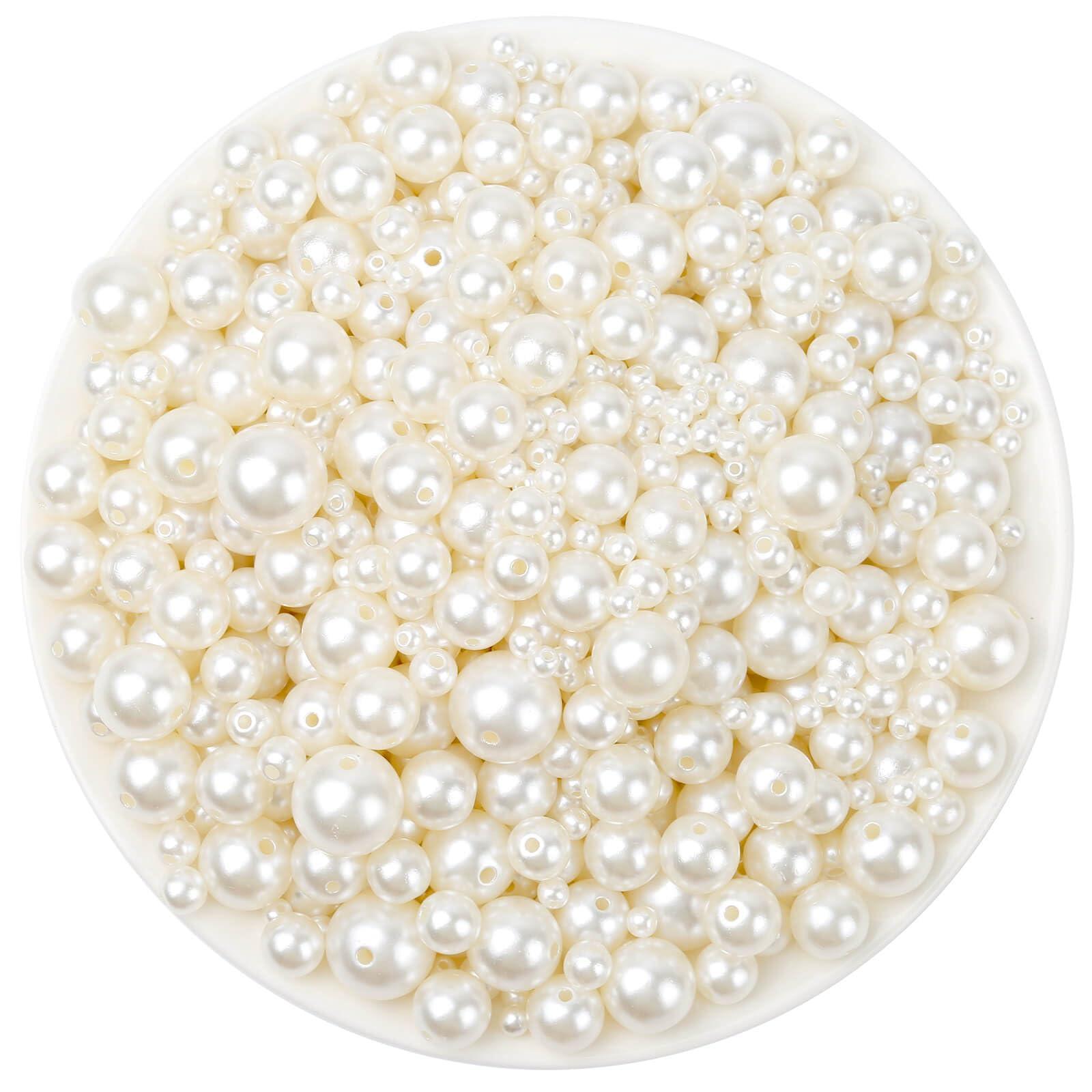 Anezus 2205Pcs Pearls for Craft, Assorted Sizes Fake Pearl Beads, Sew on Pearls, Bulk Loose Pearl Beads with holes for Jewelry Making, Bracelets, Necklaces, Hairs, Decoration, Vase Filler