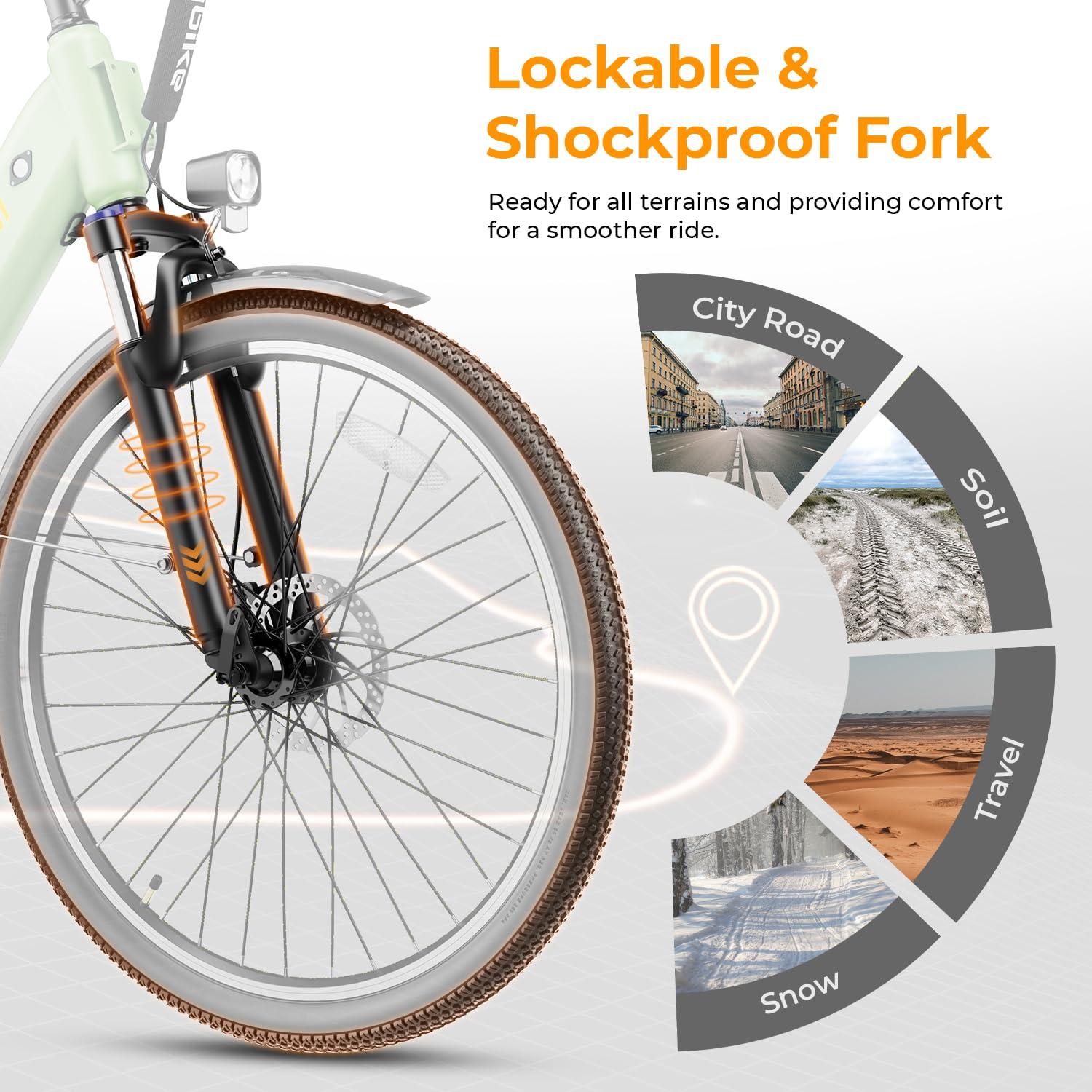 Heybike Cityscape 2.0 Electric Bike for Adults with 1000W Motor Peak,468Wh Removable Battery and up to 50Miles 24MPH,UL Certified 26" Electric Commuter Bike with 7-Speed and Front Suspension. - Image 4