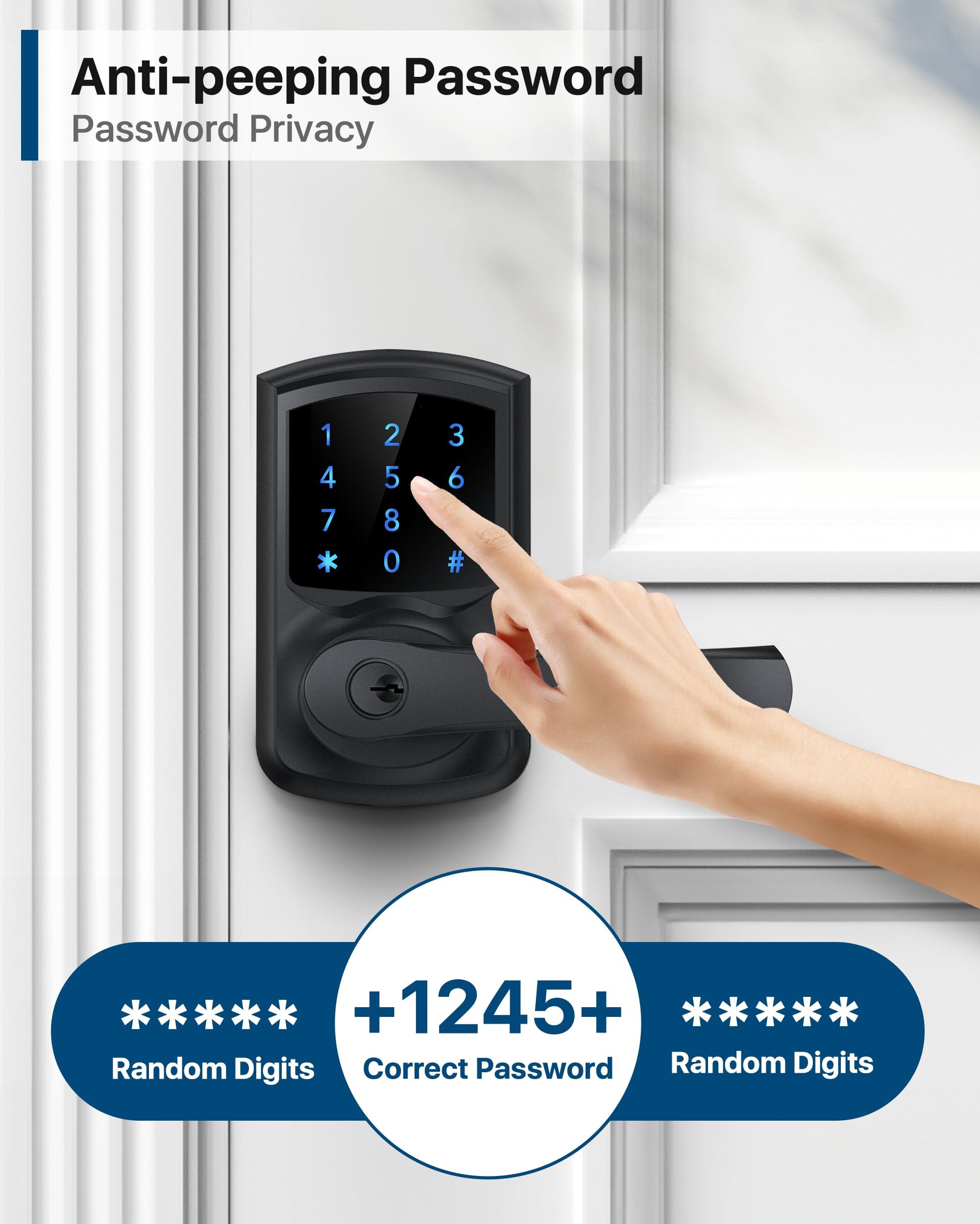 HIDALIFE Keyless Entry Door Lock with Keypad and Handle for Front Doors, Touchscreen, Anti-peep Password, Auto-Locking, Matte Black - Image 6