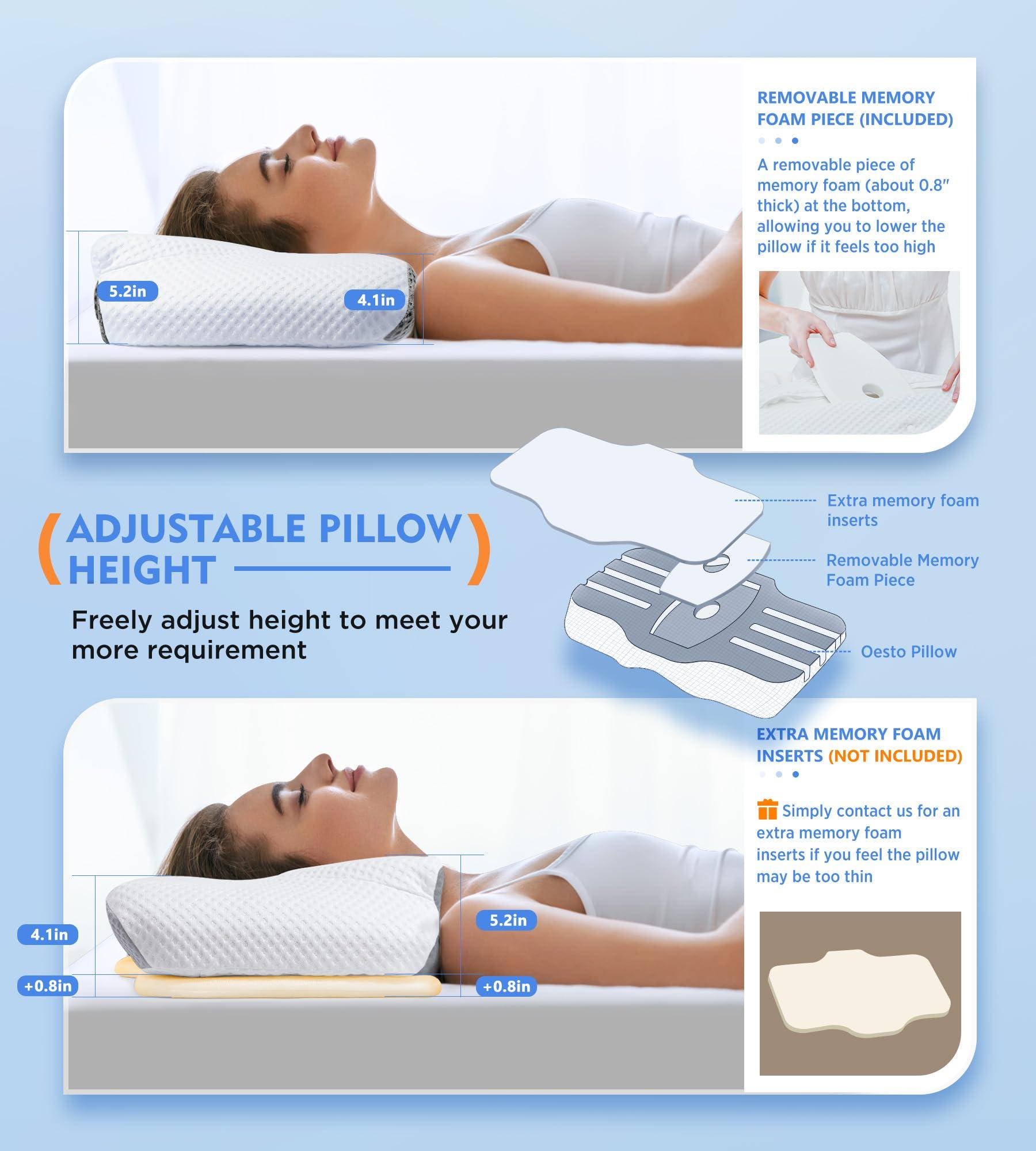Osteo Cervical Pillow for Neck Pain Relief, Hollow Design Odorless Memory Foam Pillows with Cooling Case, Adjustable Orthopedic Bed Pillow for Sleeping, Support for Side Back Sleepers - Image 4