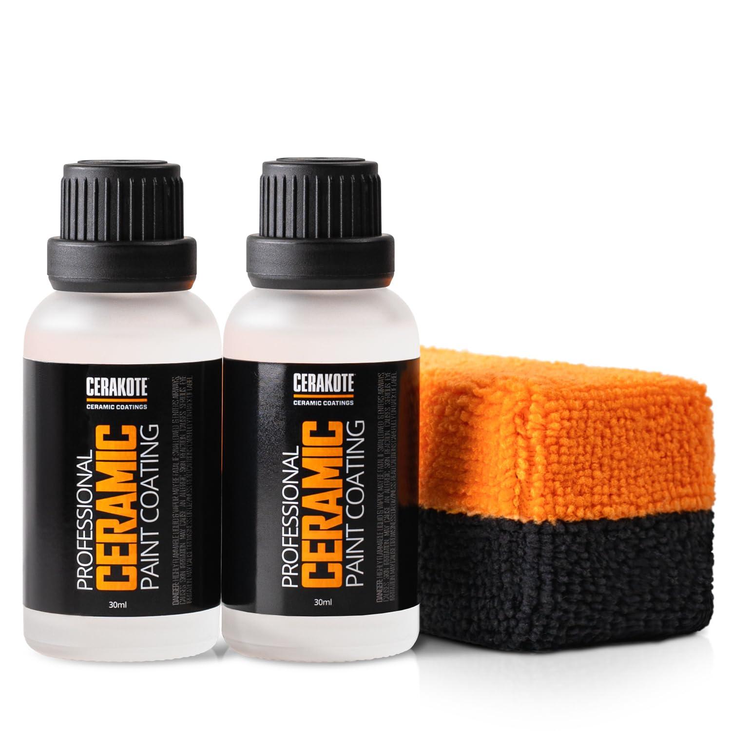 Cerakote® Professional Ceramic Coating for Cars – High Gloss Professional Grade Paint Protection Kit, Ultra Hydrophobic, UV & Chemical Resistant, Easy Application, 500 Wash Longevity, (2) 30ml Bottles