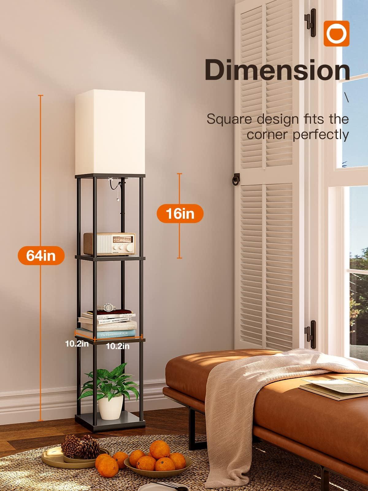 addlon Floor Lamps with Shelves, 4-Tier Modern Shelf Floor Lamp with 3CCT LED Bulb, Display Floor Lamp for Living Room, Bedroom and Office - Black - Image 7