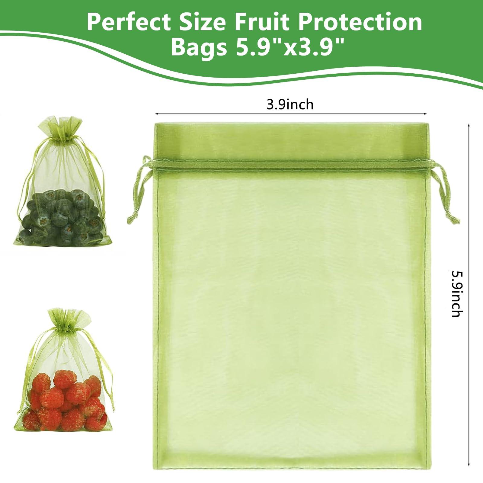 YIChongDan 100pcs Fruit Protection Cover Bags 4x6 inch Fruit Netting - Drawstring Mesh Protectors Bags Pest Barrier for Strawberry Blueberry Small Fruit Vegetables - Image 2