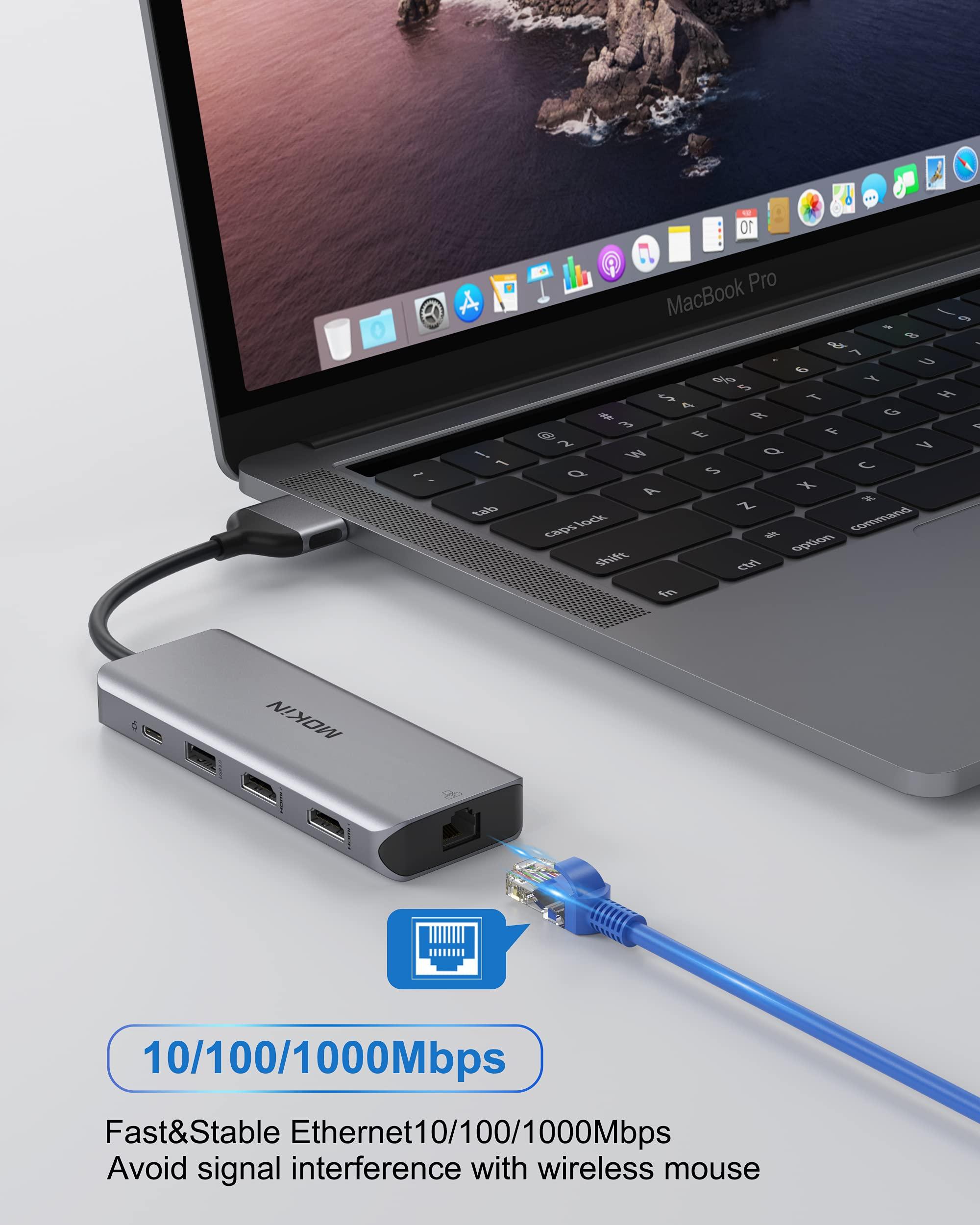 MacBook Pro Docking Station Dual Monitor MacBook Pro HDMI Adapter,9 in 1 USB C Adapters for MacBook Pro Air Mac HDMI Dock Dongle Dual USB C to Dual HDMI Ethernet 3USB SD/TF100W PD - Image 7
