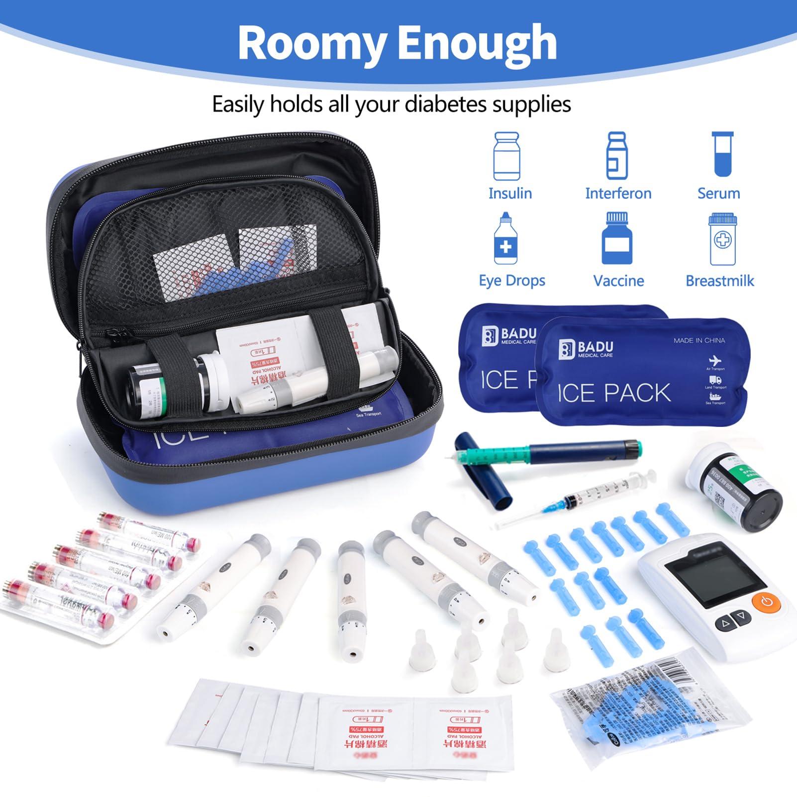 HIMDUZE Insulin Cooler Travel Case TSA Approved Refrigerated Medicine Cooler for Travel w/Thermometer Temperature Diabetic Travel Case w/2 Reusable Ice Packs for Daily Life Trip, Blue - Image 3