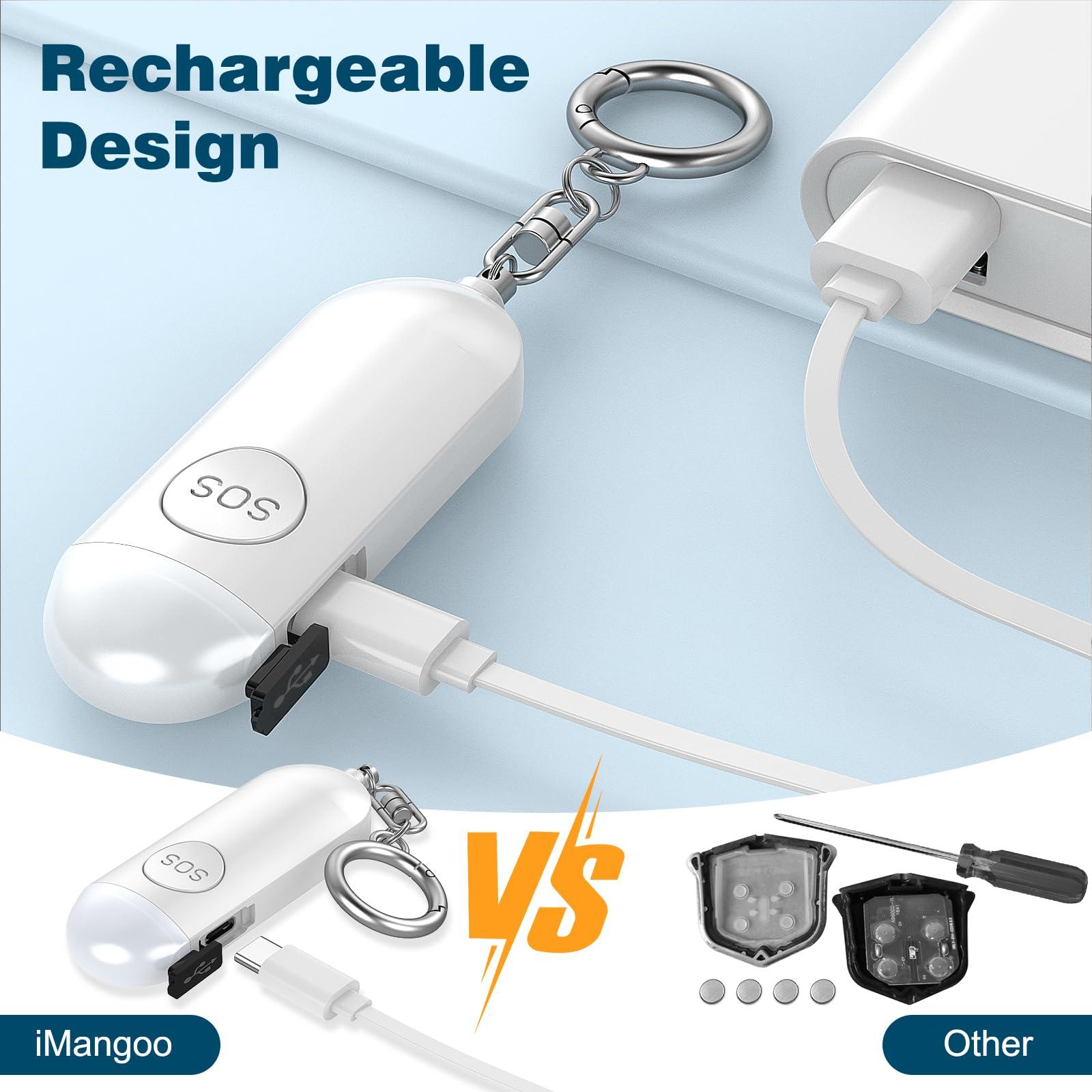 Personal Alarm for Women Rechargeable 130dB Loud Beeping Sound Siren LED Light Running Safety Keychain Finder Only for iPhone iOS Find My Air Smart Tag Locator Item Tracker Backpack Car Key Chains - Image 4
