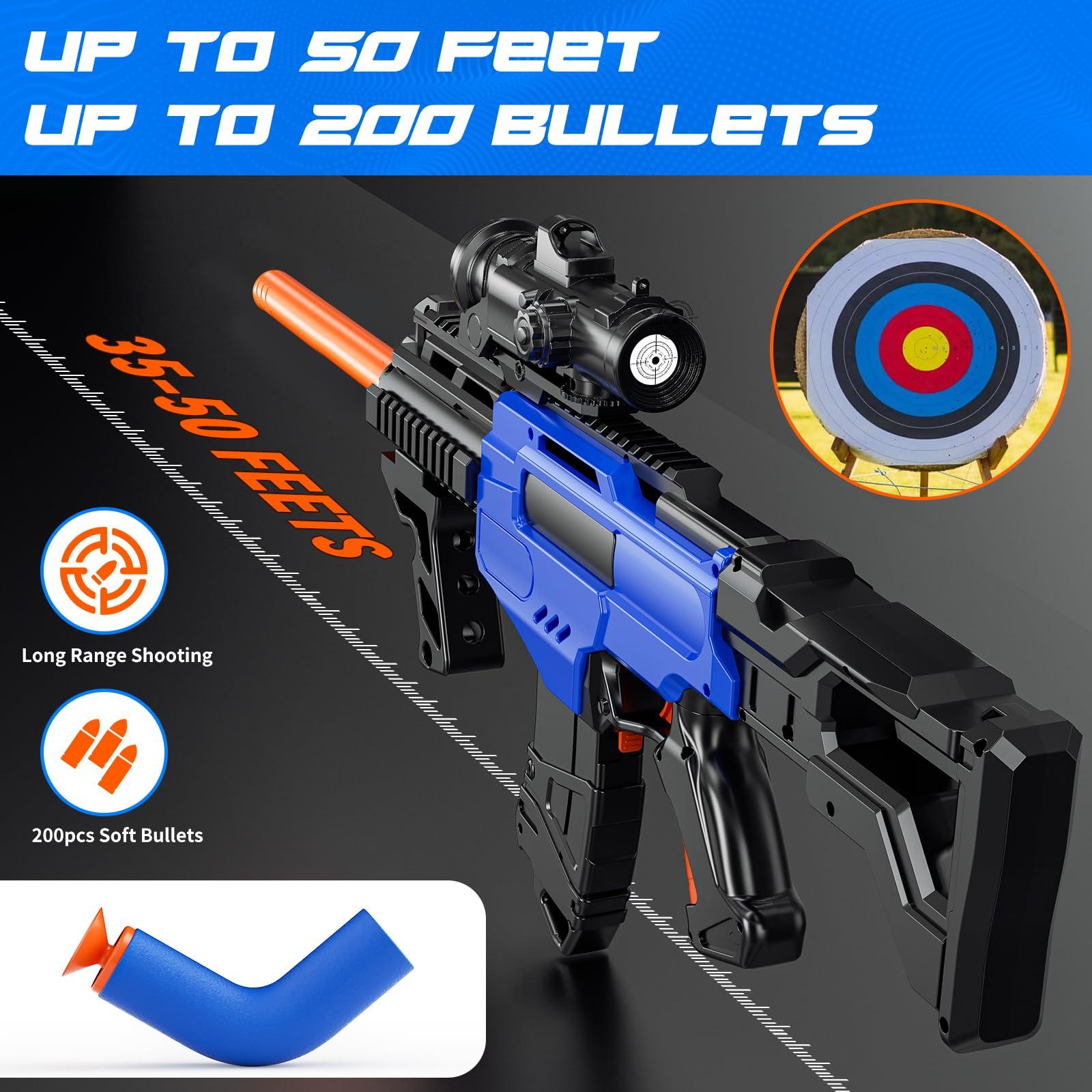 Toy Gun Automatic Sniper Rifle with Lanyard, Electric Realistic Toy Foam Blasters- 200 Darts, Tactical Vest Set, Scope and 2 Clips, Cool Toys for Kids Ages 8-12, Birthday Xmas Gifts for Boys Adults - Image 2