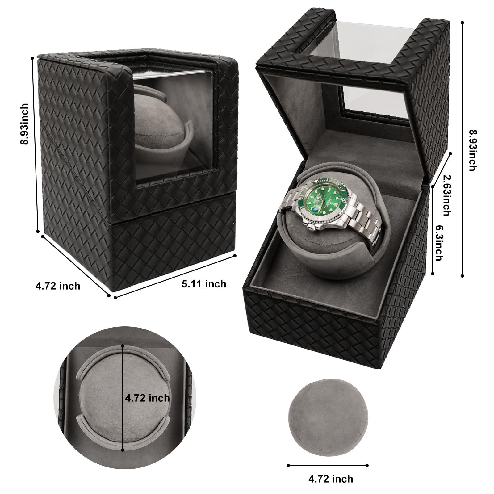 VIIFF Watch Winder for Automatic Watches – Silent Adjustable Rotation, Premium PU Leather Automatic Watch Winder, Soft Interior, Ideal Gift Option, Luxurious Display Case for Automatic Watches - Image 5