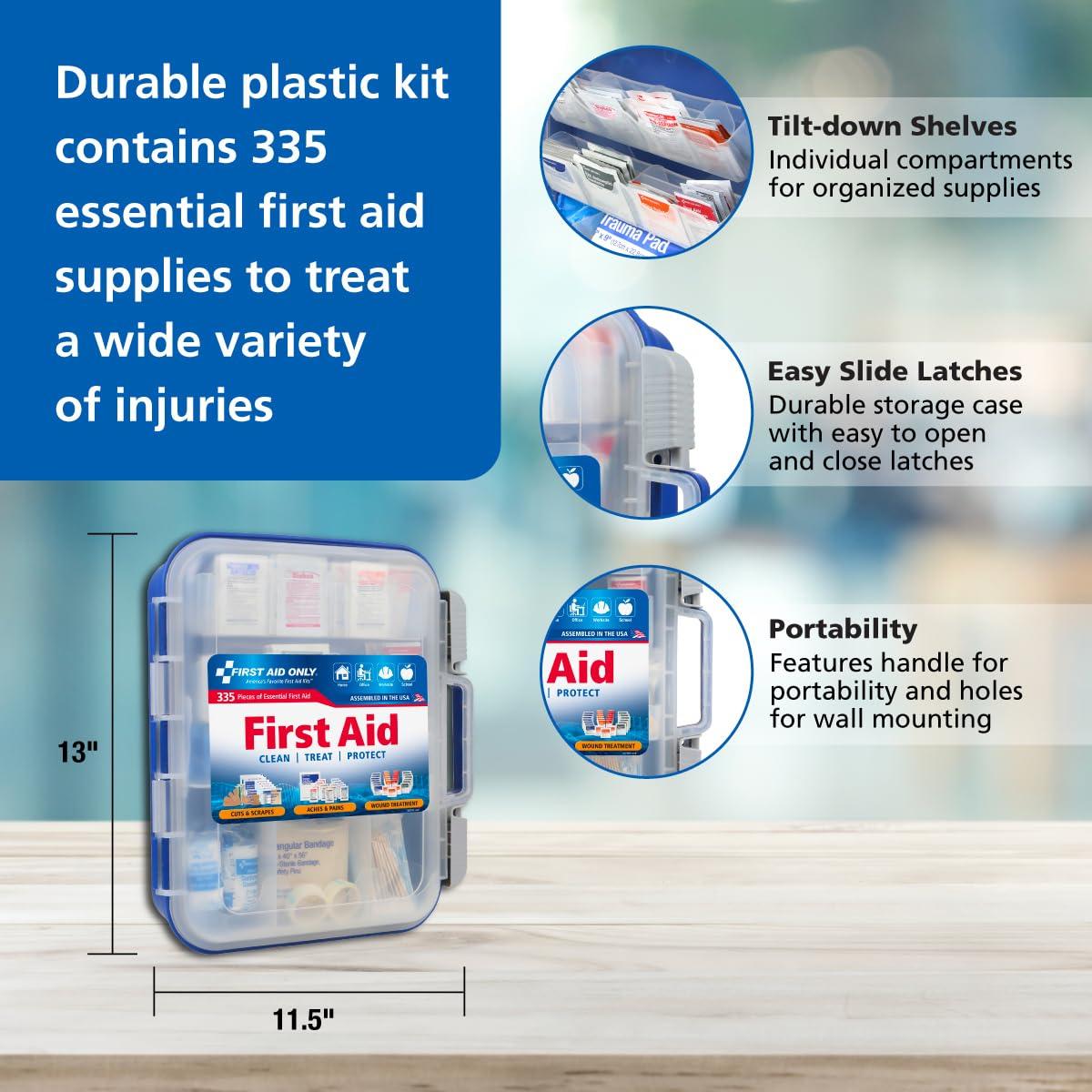 First Aid Only 91247 OSHA-Compliant First Aid Kit, All-Purpose 100-Person Emergency First Aid Kit for Business, Worksite, Home, and Car, 335 Pieces - Image 5