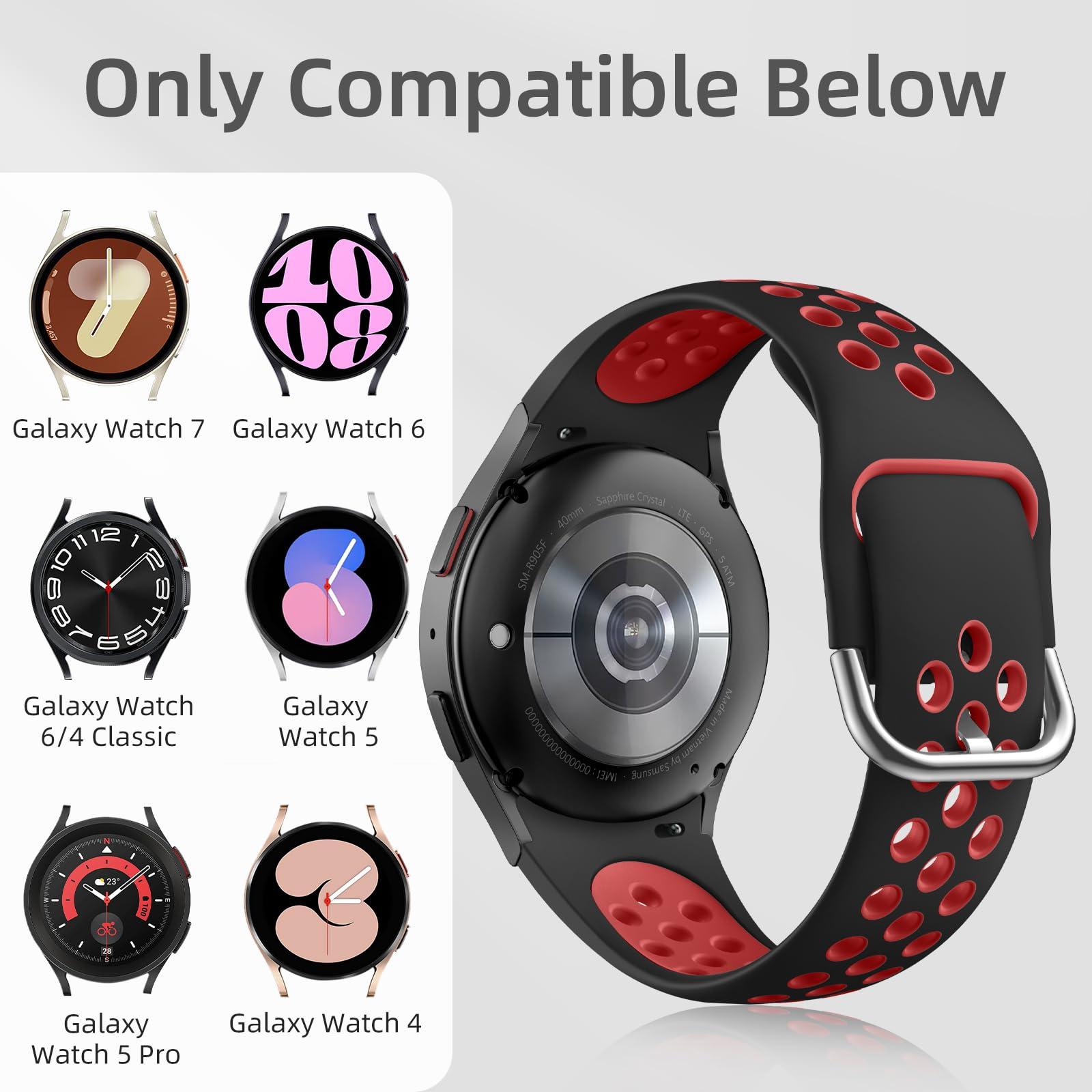 6 PACK No Gap Bands Only Compatible with Samsung Galaxy Watch 7/6/5/4 Band 40mm 44m/Watch 6 Classic 43mm 47mm/Galaxy Watch 5 Pro 45mm/4 Classic 42mm 46mm, 20mm Soft Silicone Sport Bands for Women Men - Image 4