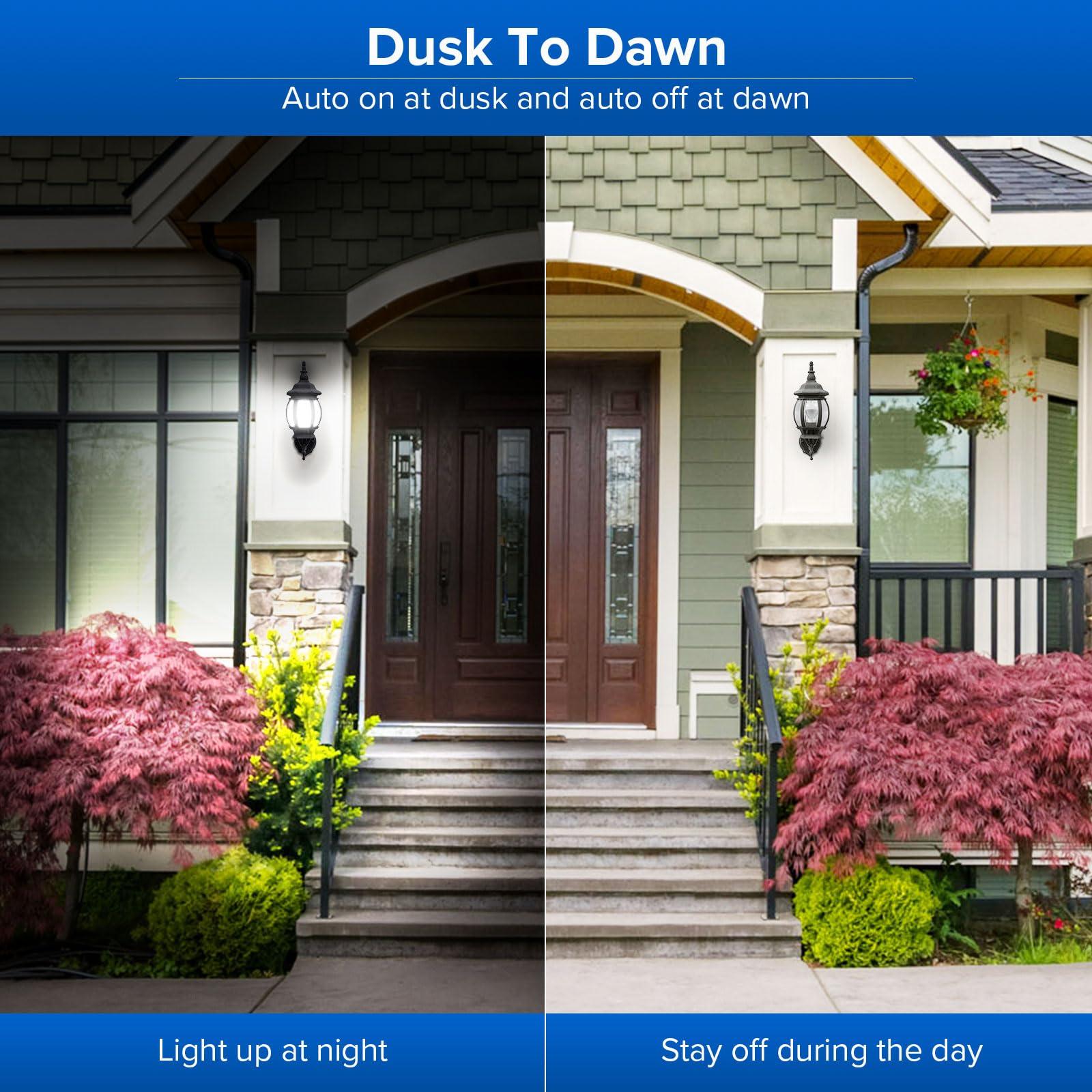SANSI Dusk to Dawn LED Outdoor Light Bulb A19, 100 Watt Equivalent Energy Efficient 13W 5000K Daylight 1300LM Outdoor Light Bulbs, E26 Standard Base Light Bulbs for Porch Patio Yard Garden, 2-Pack - Image 3