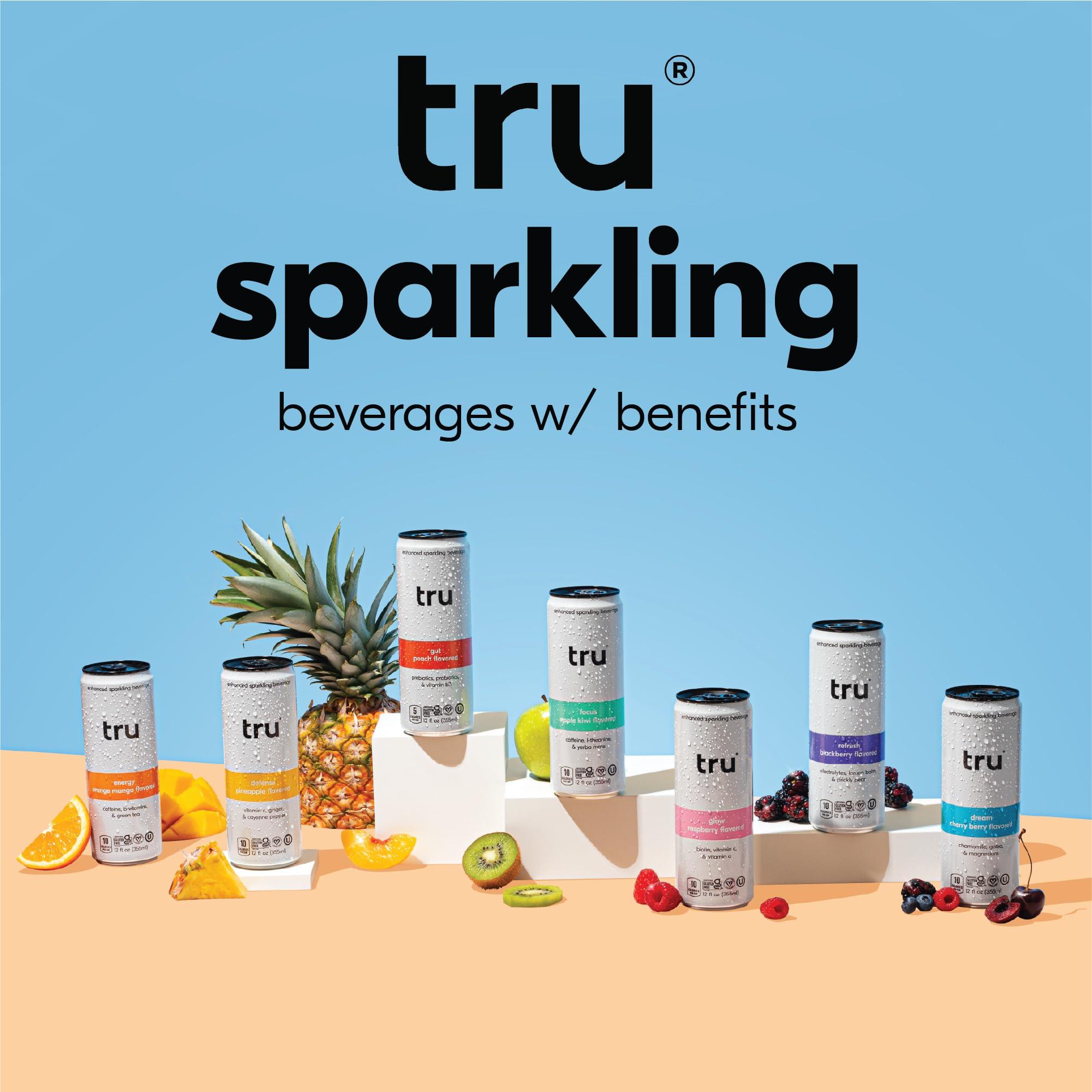 Tru Energy Seltzer, Sparkling Water with Natural Caffeine, Orange Mango Juice, Green Tea Extract & B Vitamins, Lightly Carbonated Energy Drink, Gluten Free, Vegan, Low Calorie, 12 FL OZ Cans, 12 Pack - Image 6