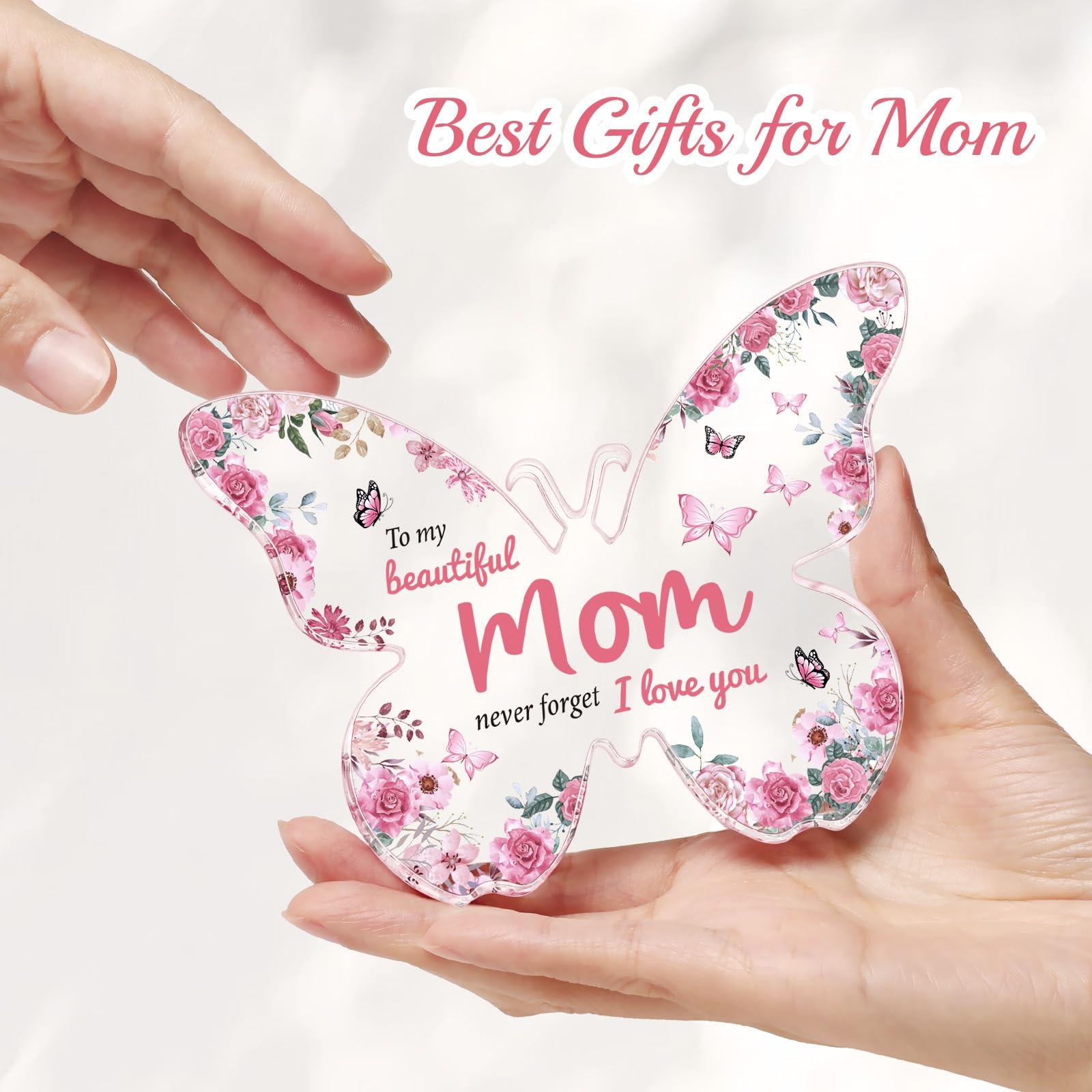 Mothers Day Gifts for Mom from Daughter Son: Eletorot Unique Mom Birthday Gifts, Butterfly-Shaped Acrylic Keepsake Decorations, 5x3.8 inch Christmas Presents Ideas for Love Mom Grandma Wife - Image 5