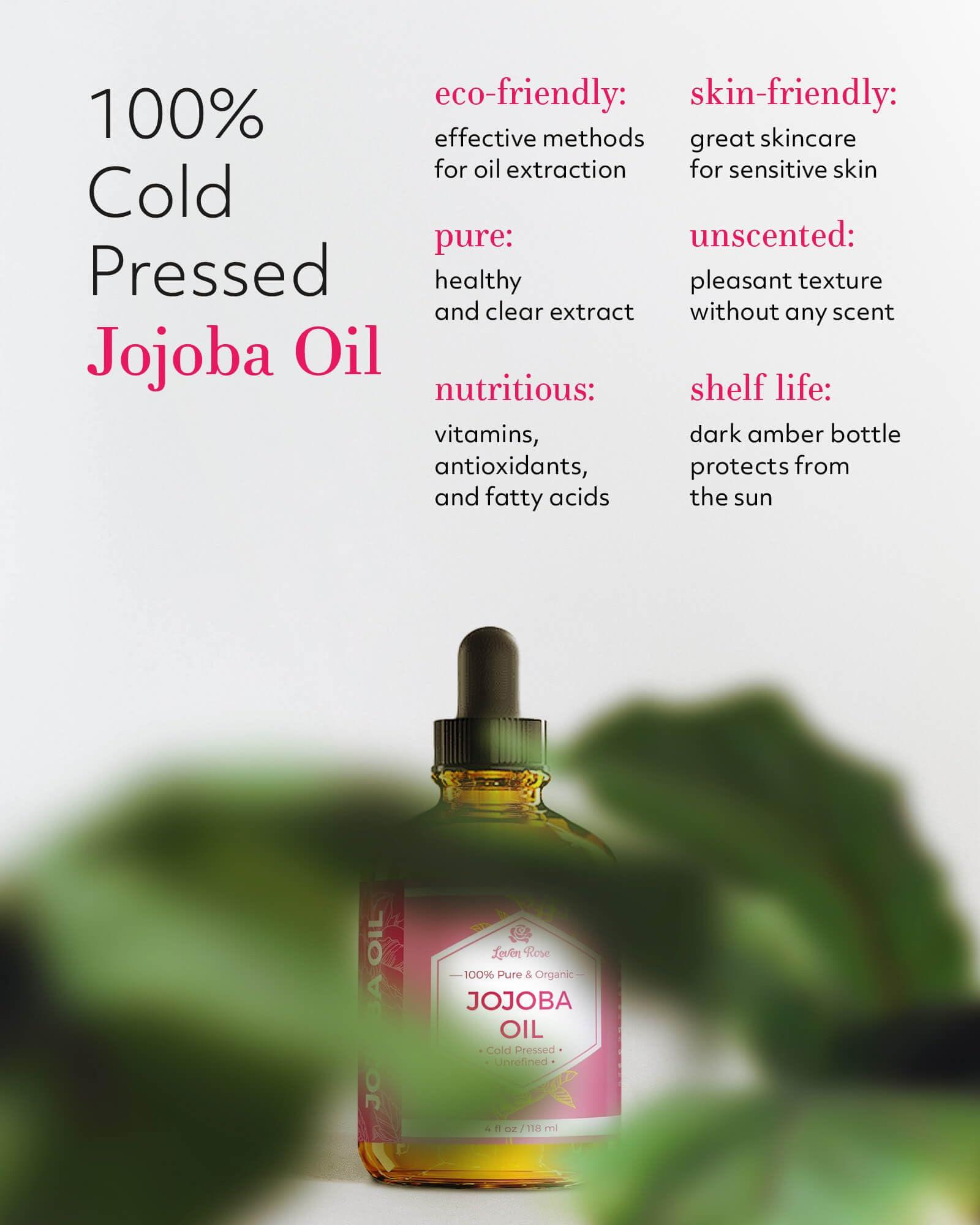 Leven Rose Jojoba Oil Organic, Pure Cold Pressed Natural Unrefined Moisturizer for Skin Hair and Nails 4 oz - Image 3