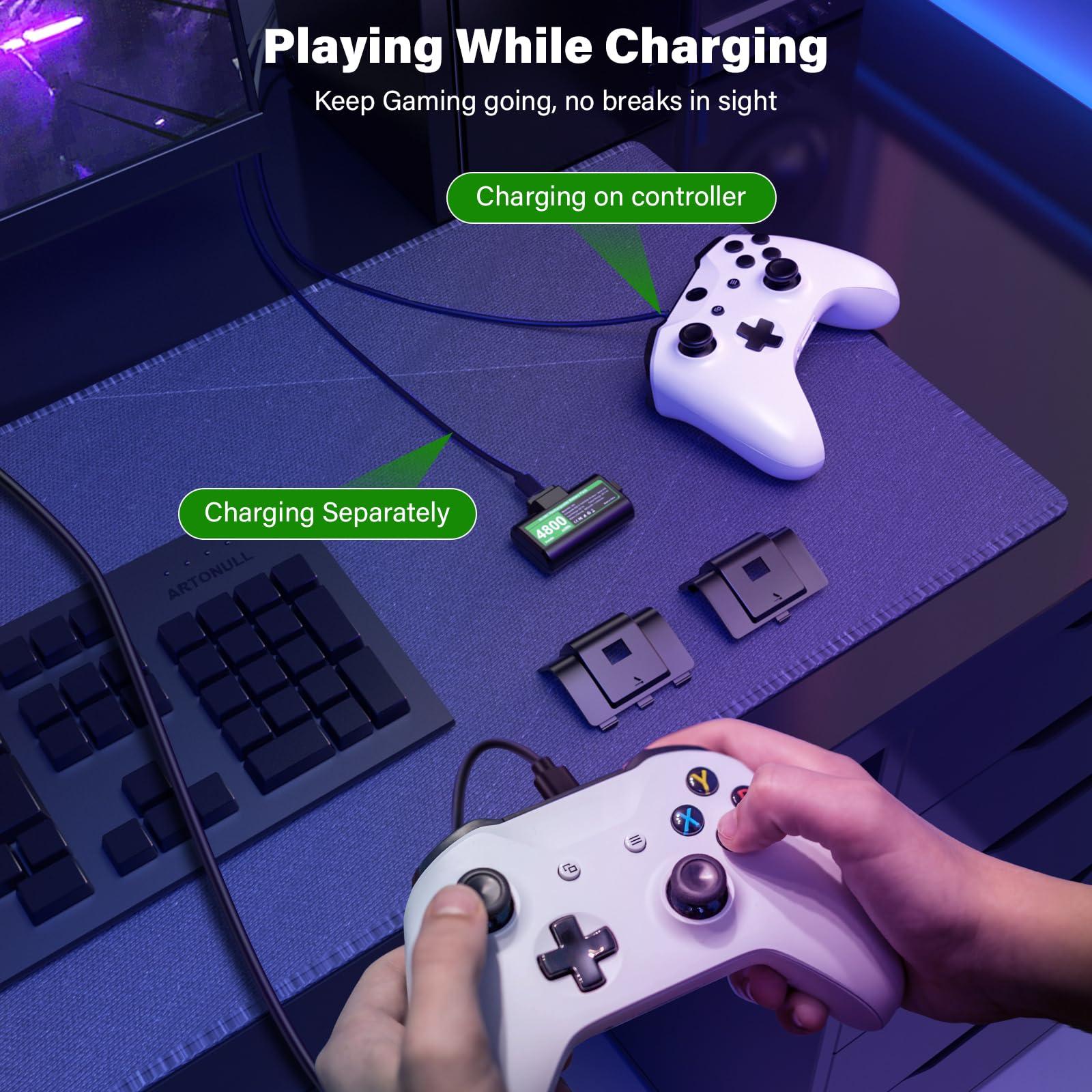 Rechargeable Controller Battery Pack for Xbox,2x4800mWh(2000mAh) Batteries Pack with USB-C Charging Cable for Xbox Series S|X/Xbox One S/One X/One Elite Remote Play and Charge Kit with 4 Cover(2 Pack) - Image 6