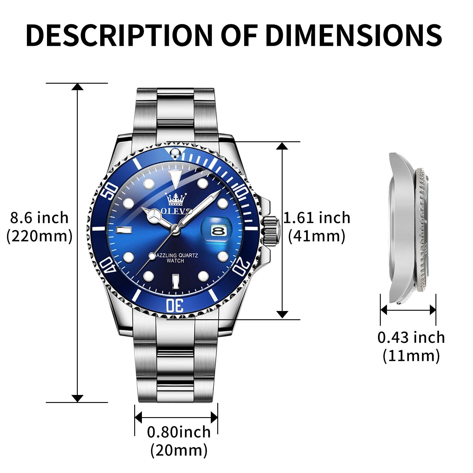 OLEVS Luxury Watches for Men Big Face Stainless Steel Business Dress Analog Quartz Watch with Day Waterproof Luminous Mens Wrist Watch - Image 6