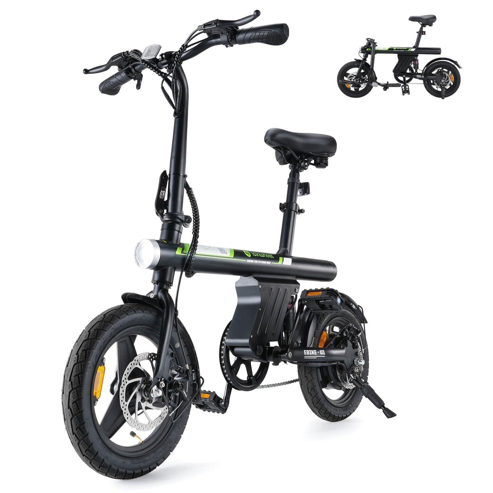 isinwheel Electric Bike for Adults with Basket, 500W Motor, 20 mph Folding Ebike, 14"/16" Adult Electric Bicycles with Smart Uphill, 280.8Wh/374.4Wh Battery, Mini E Bikes for Adults and Teens